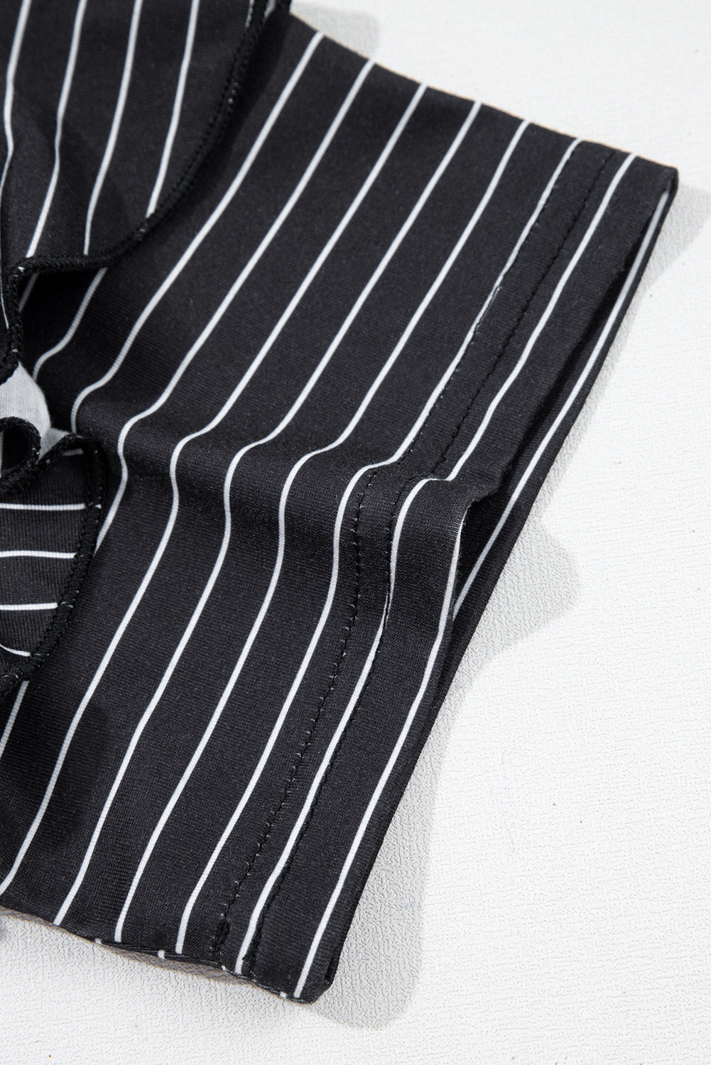 Black Stripe Ruffled Short Sleeve T Shirt Shift Mini Dress