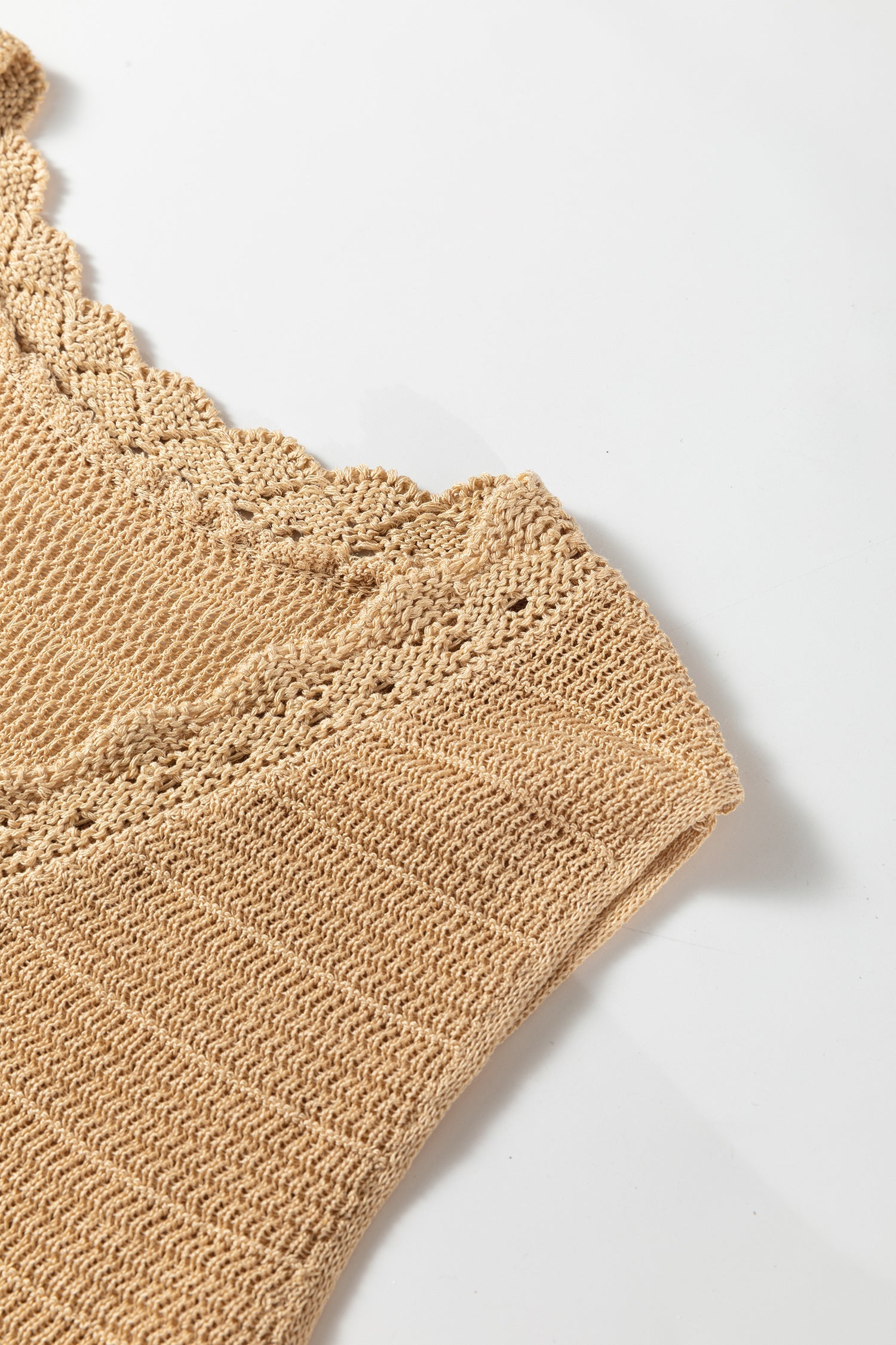 Trim Hollow out Button-Front Boho Knit Top Vest