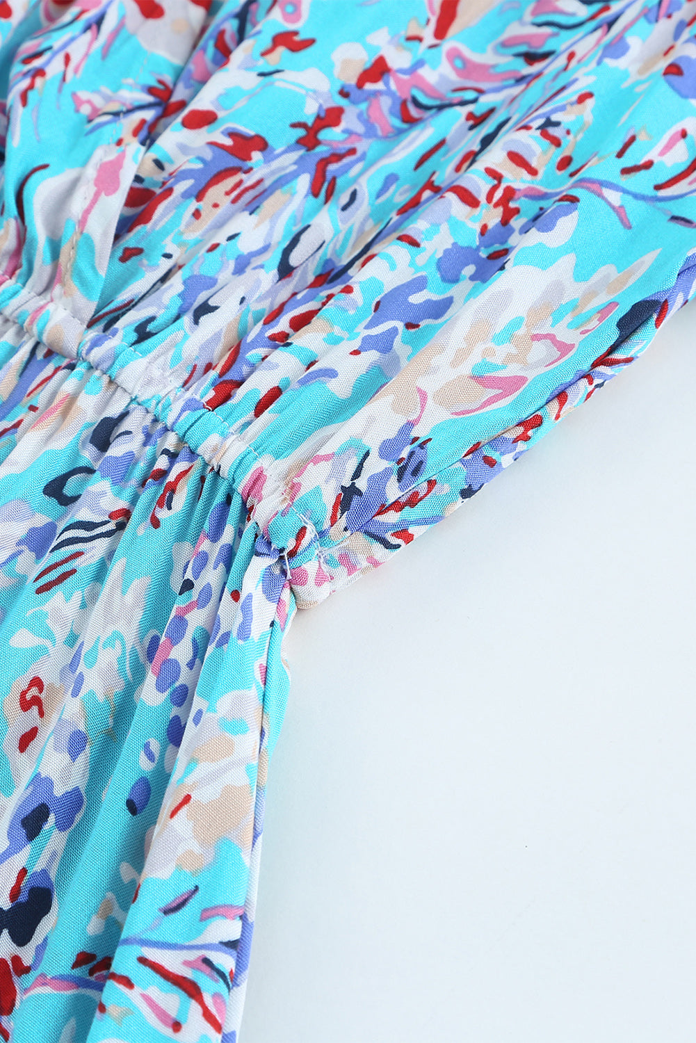 Women's Maxi Dress Featuring Wrap V Neck Floral-Print