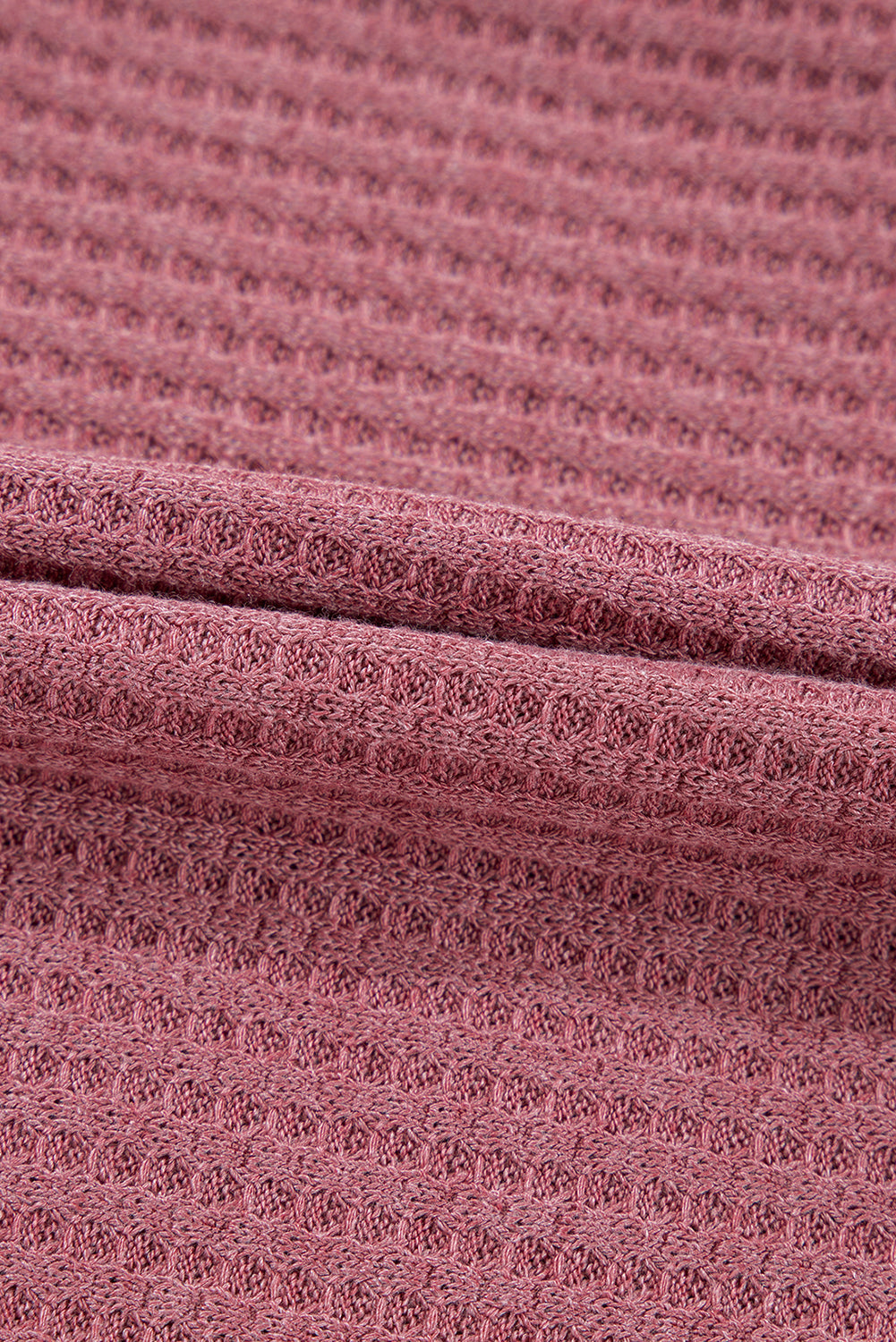 Solid Cardigan Waffle Knit in Mineral Red