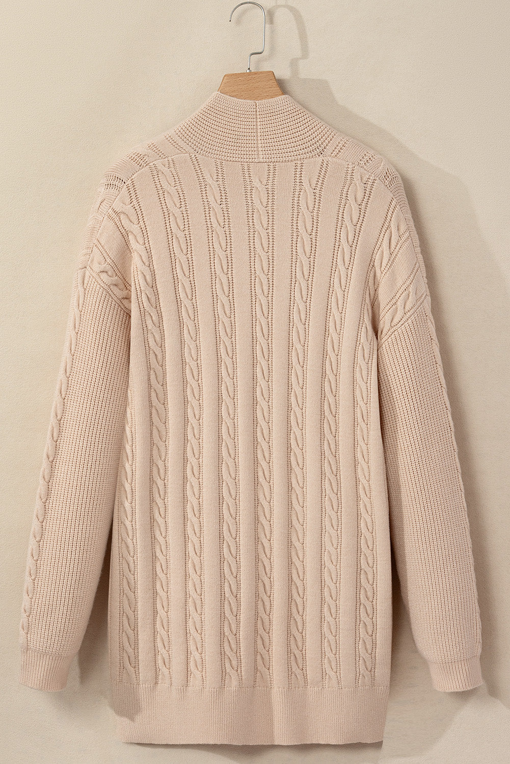 Cable Oversize Chunky Knit Open-Front Midi-length Cardigan
