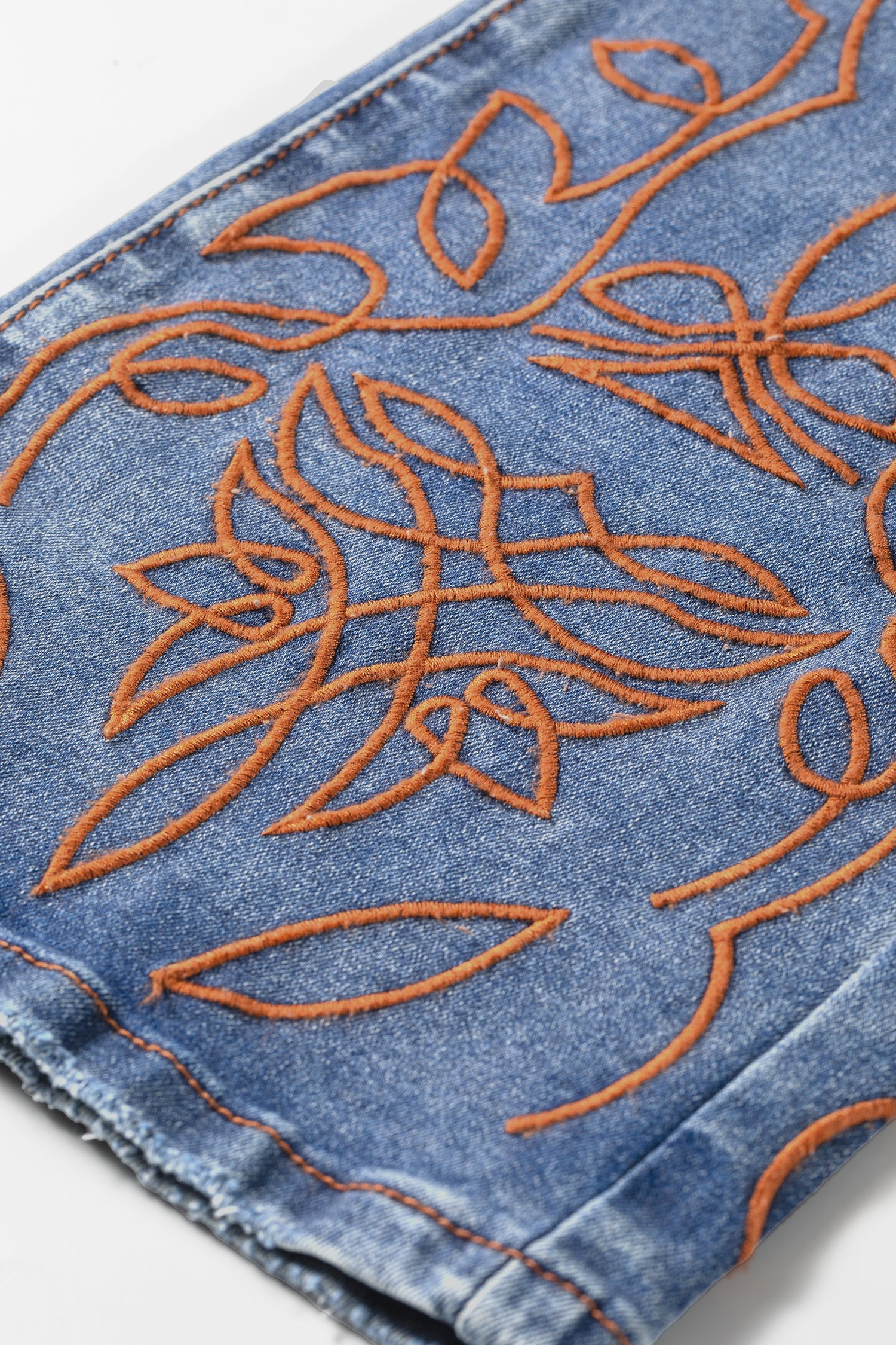 Embroidered Flare Leg Jeans in Ashleigh Blue