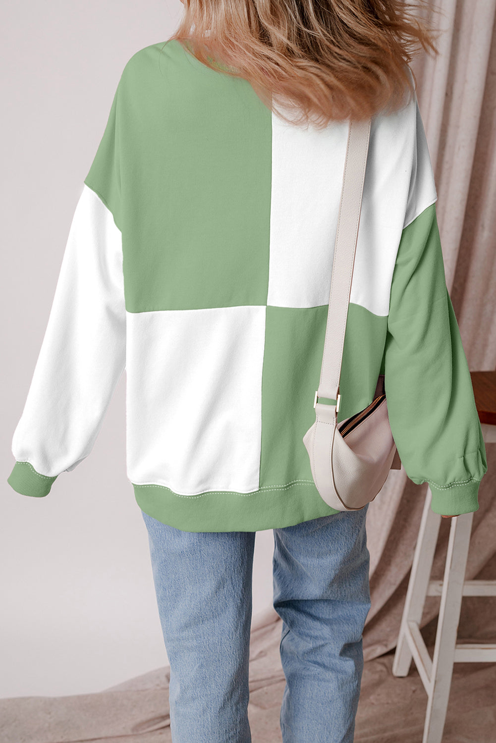 Colorblock Low Henley High Oversize Sweatshirt