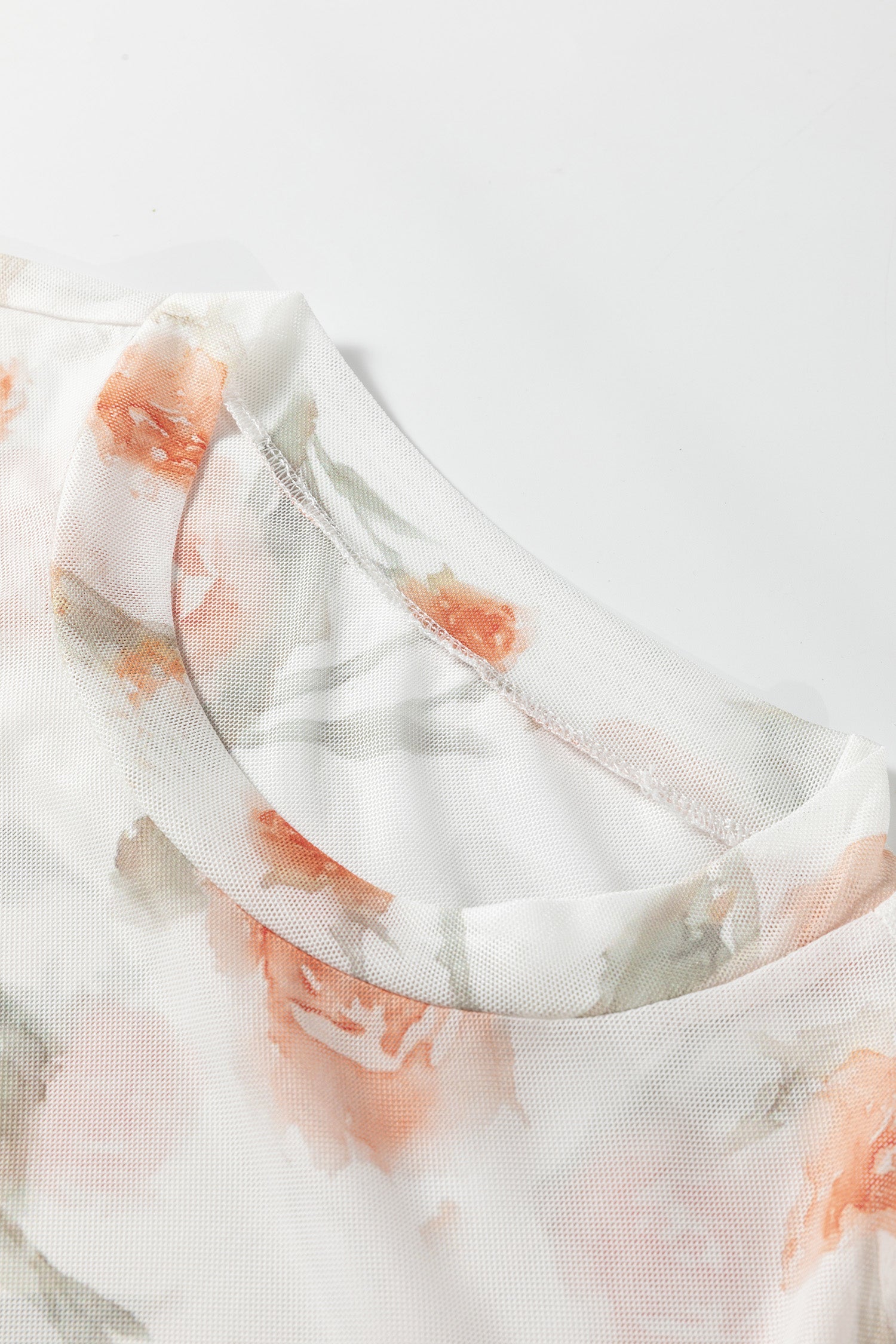 Everyday Floral-Print Mesh Long-Sleeved Top
