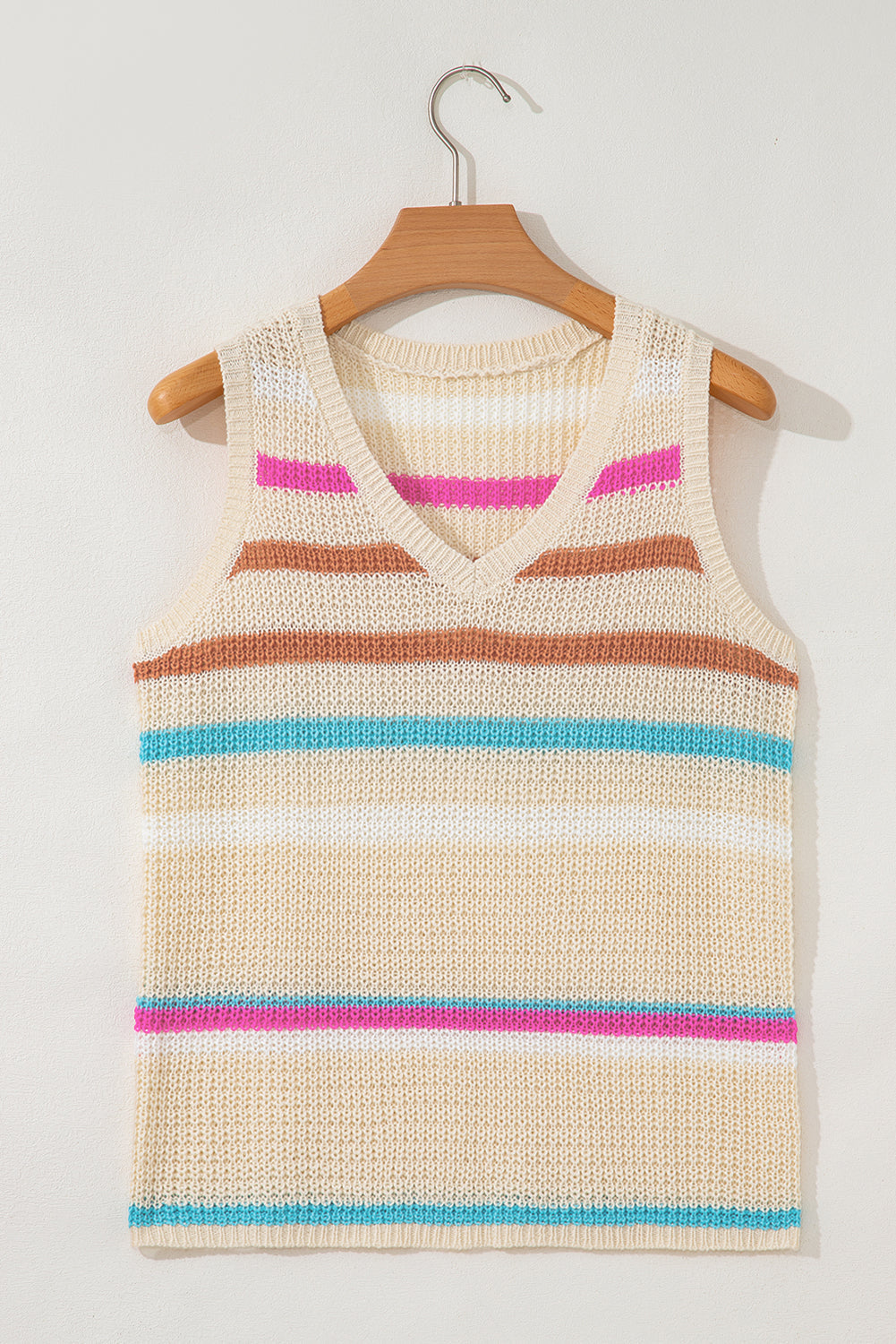 V-Neck Textured Knit Knit Top Vest