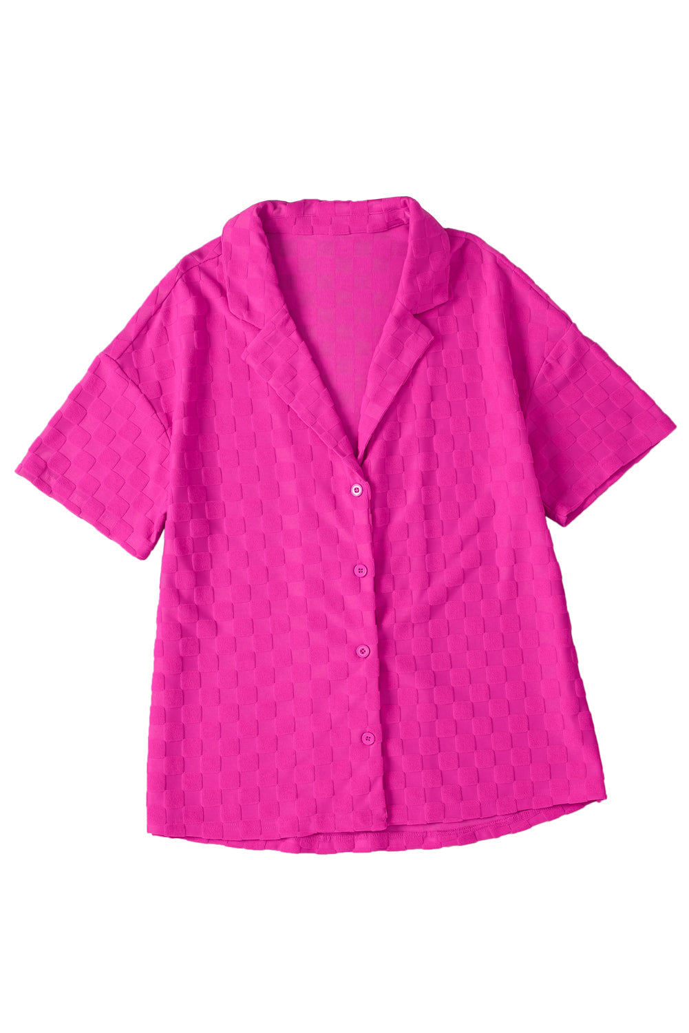 Women's Shirt Featuring Short-Sleeve Lapel Textured