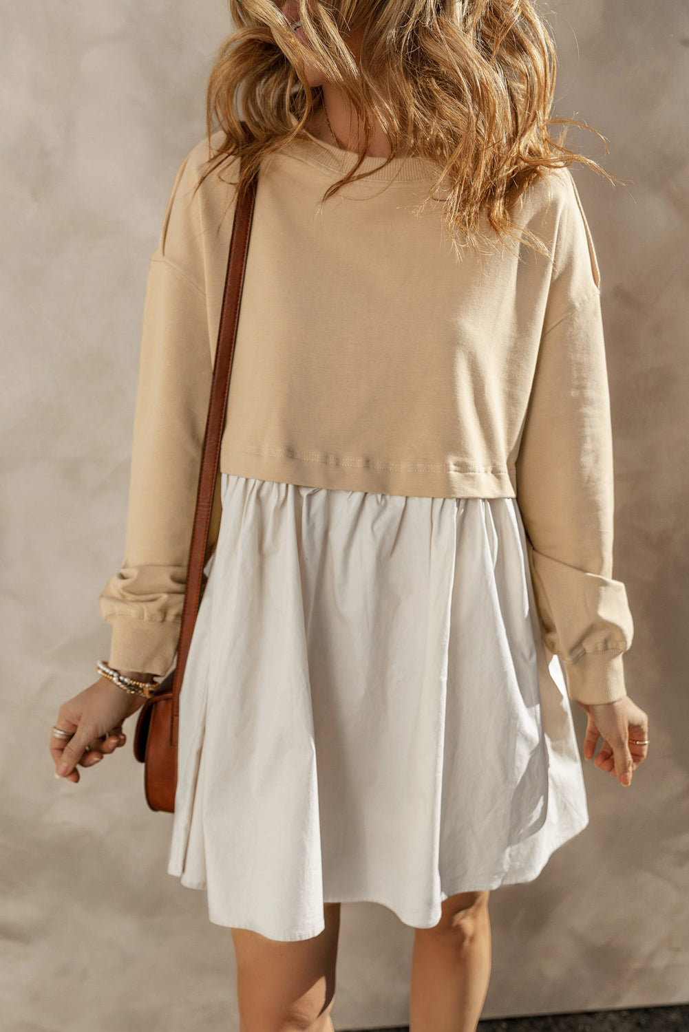 Mini Dress for Women Sweatshirt Poplin