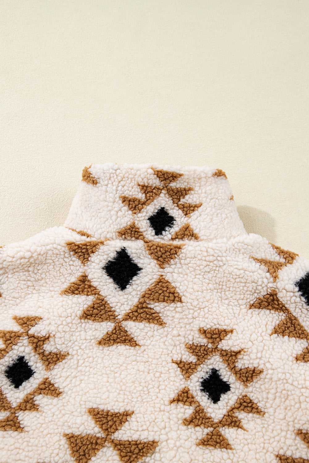 Aztec Print Sherpa Quarter Zip Collar Sweatshirt
