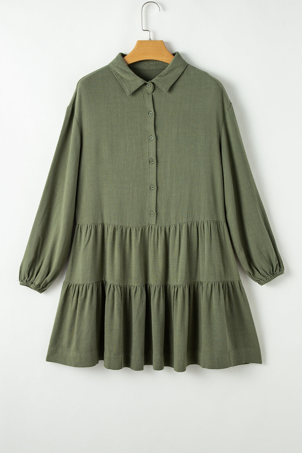 Women's Mini Dress Featuring Shirt Layered Pleat-Detail