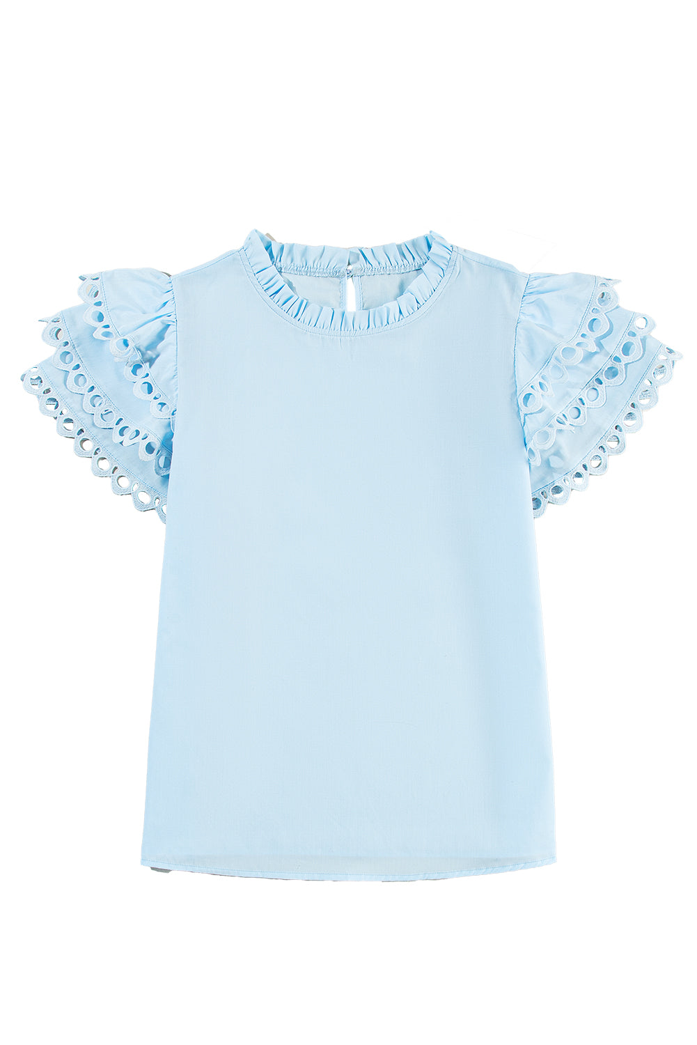 Blouse for Women Cap Sleeve Filled Neck