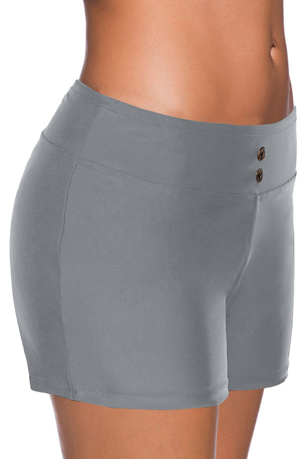 Women's Swim Women Gray Eyelets Waistband Boyshorts