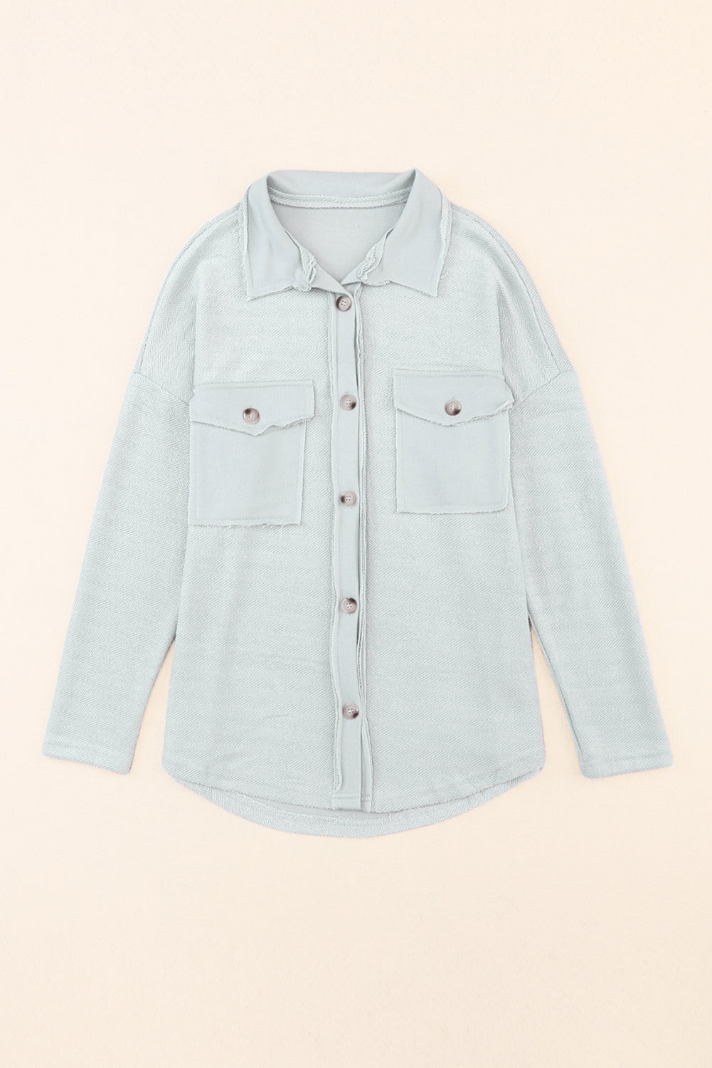 Women's Shacket with Contrast Flap Pockets Gray Relaxed