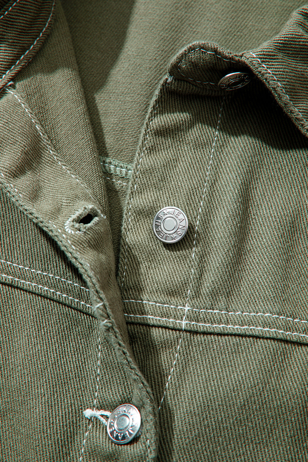 Collared Patched Pocket Button Front Boyfriend Denim Jacket