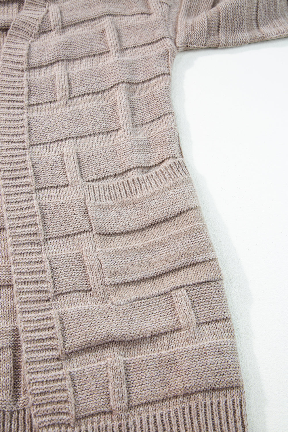 Textured Knit Open-Front Polished Cardigan Featuring Pockets