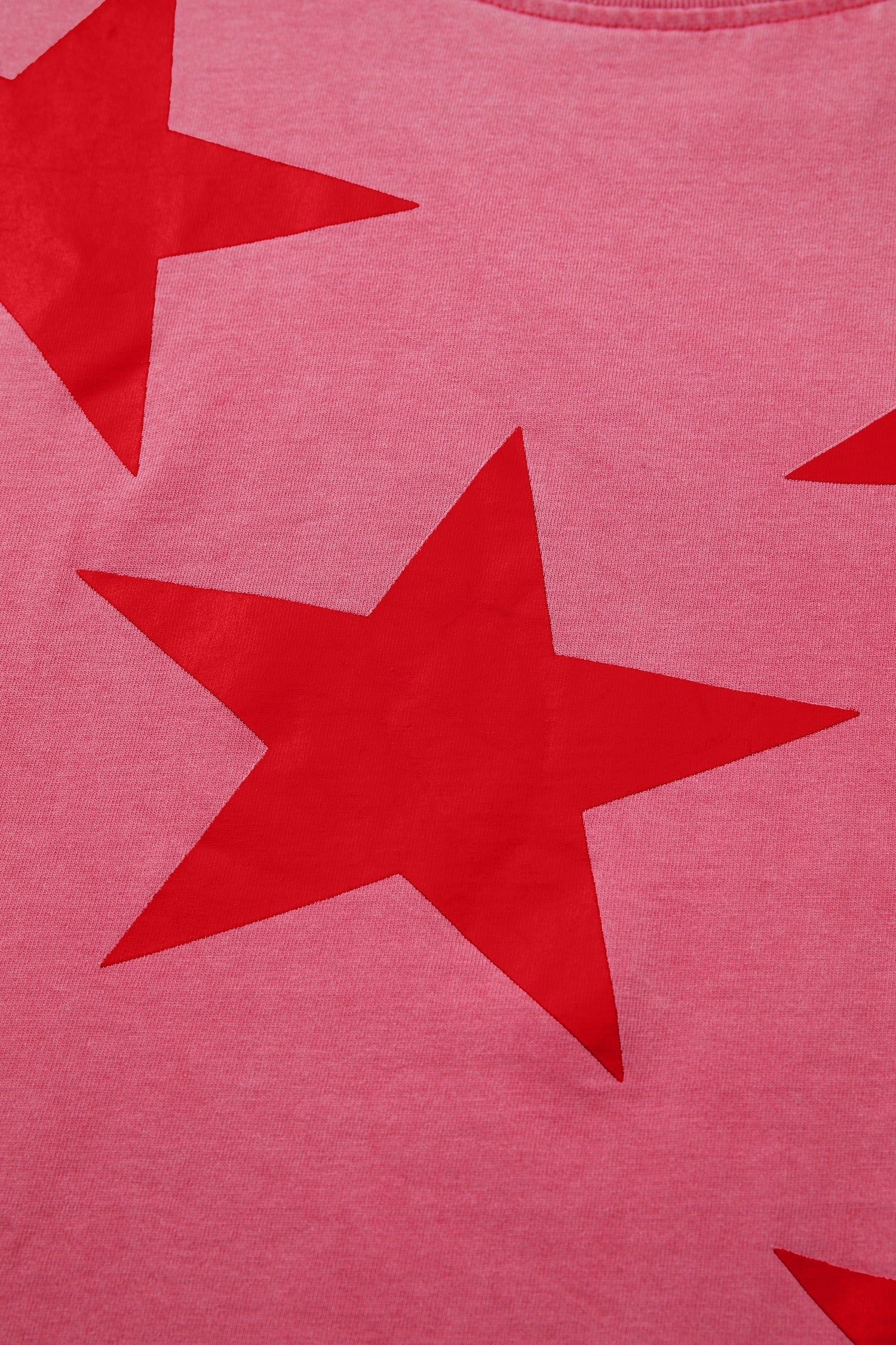 Independence Day Star Printed Mineral Wash T Shirt in Red