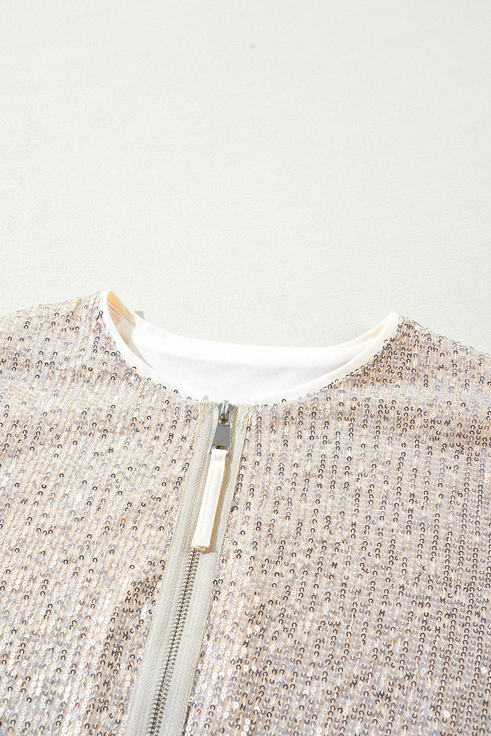 Sequin Zip up Long Sleeve Jacket