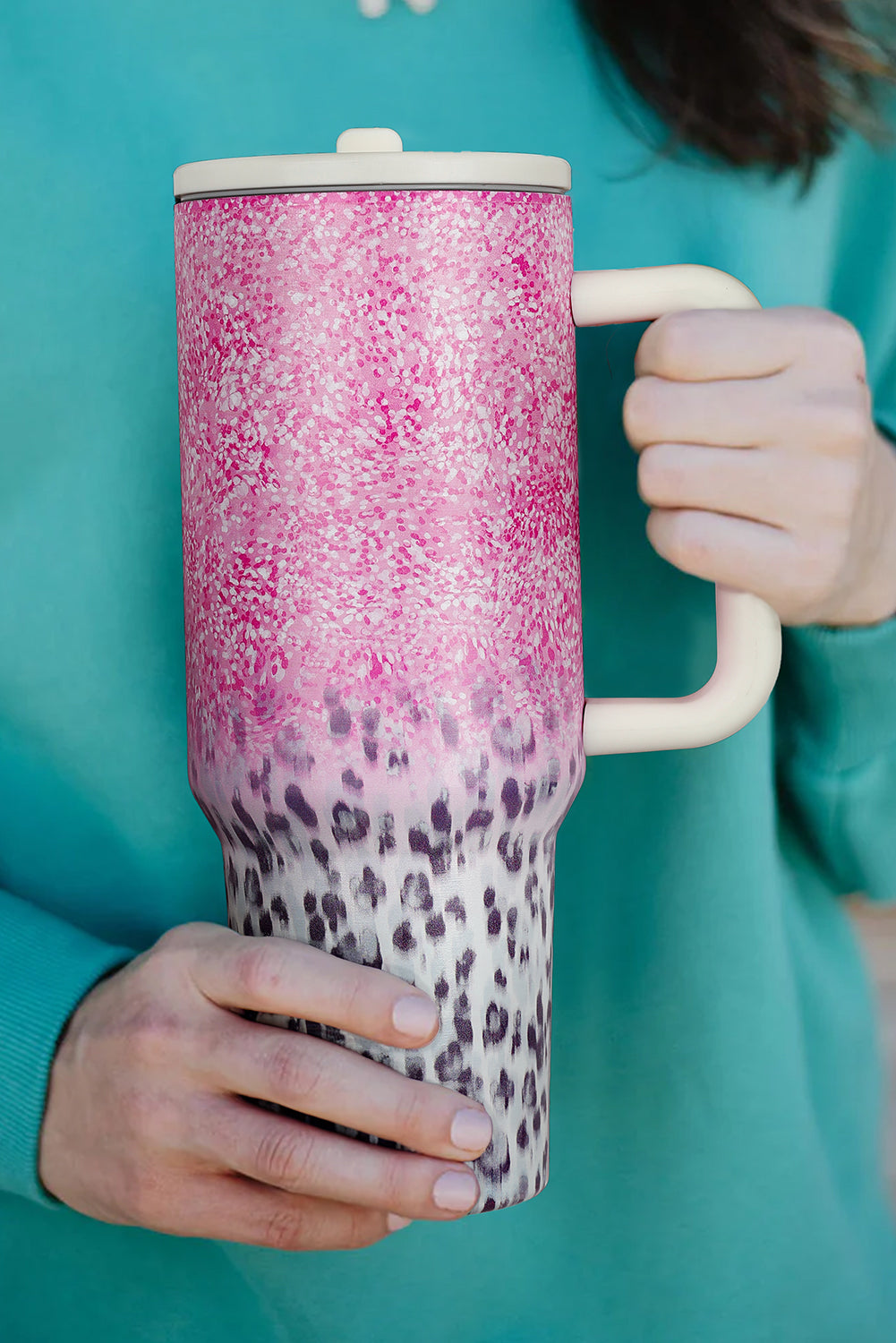 Leopard Stainless Gradient 40oz Steel Thermos Travel Cup