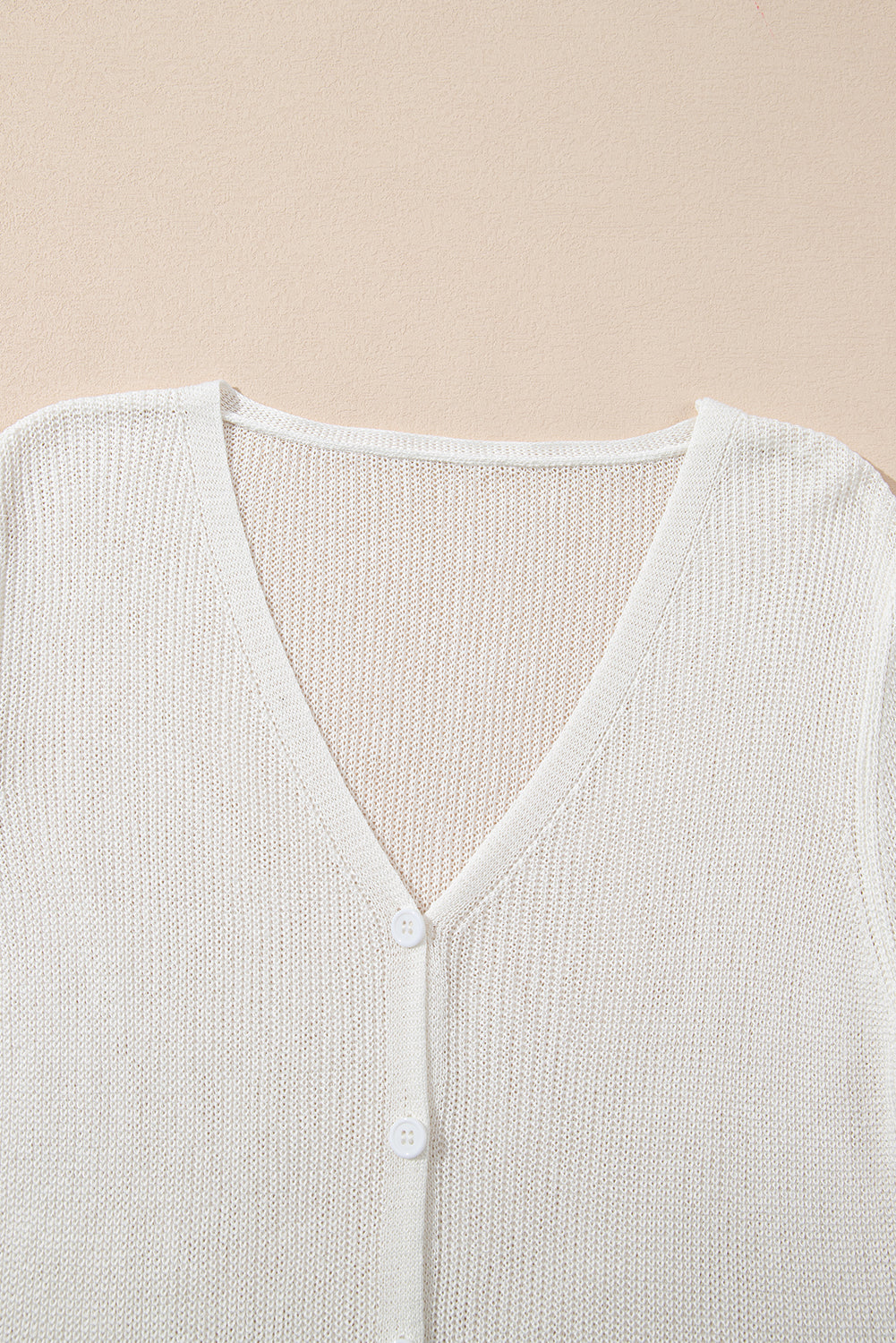 Button Lightweight V-Neck Front Bell Sleeve Cardigan Knit Top