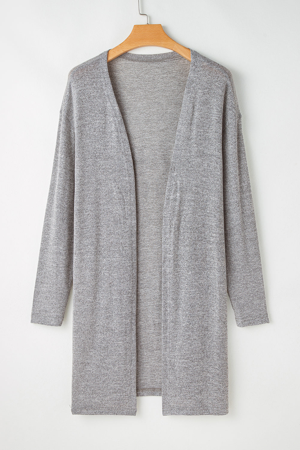 Solid High Rise Open-Front Lightweight Cardigan