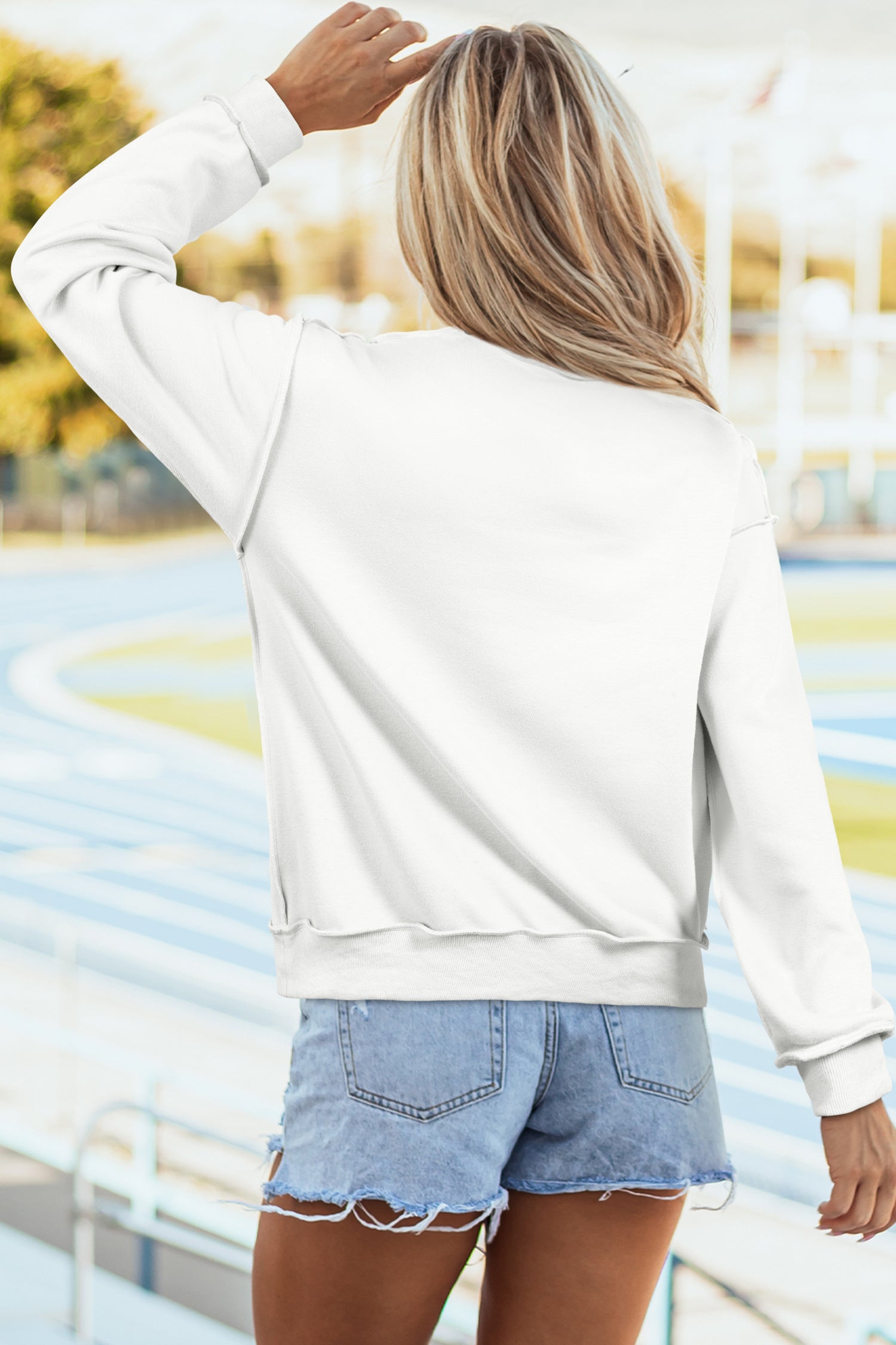 Oversize Sweatshirt Reversible Mock-Neck in White