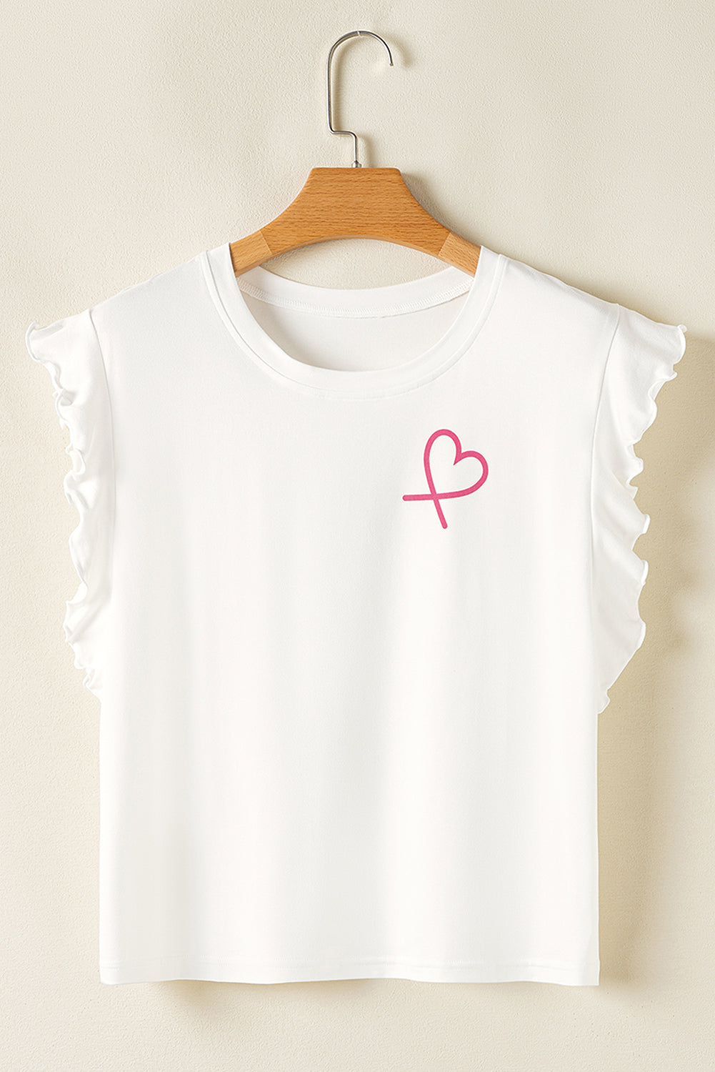 Tank Top Ruffled Top And Heart Print Pants Lounge Set