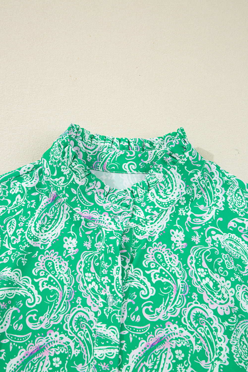 Paisley Mini Print Long-Sleeved Dress in Green