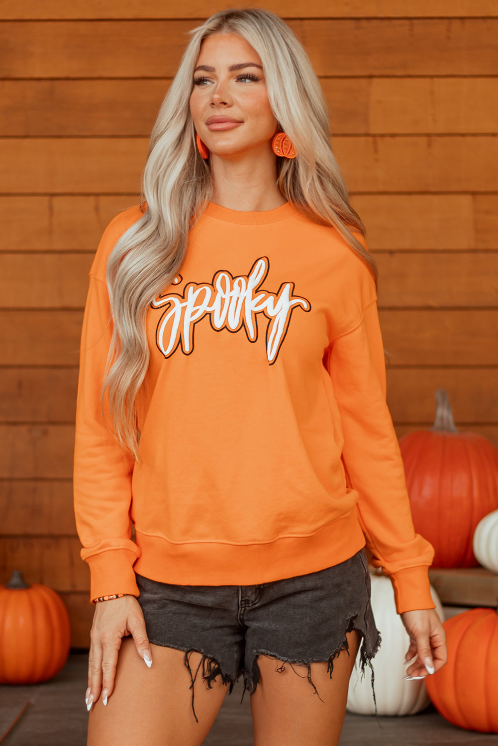 Spooky Graphic Halloween Crew-Neck Holiday Sweatshirt