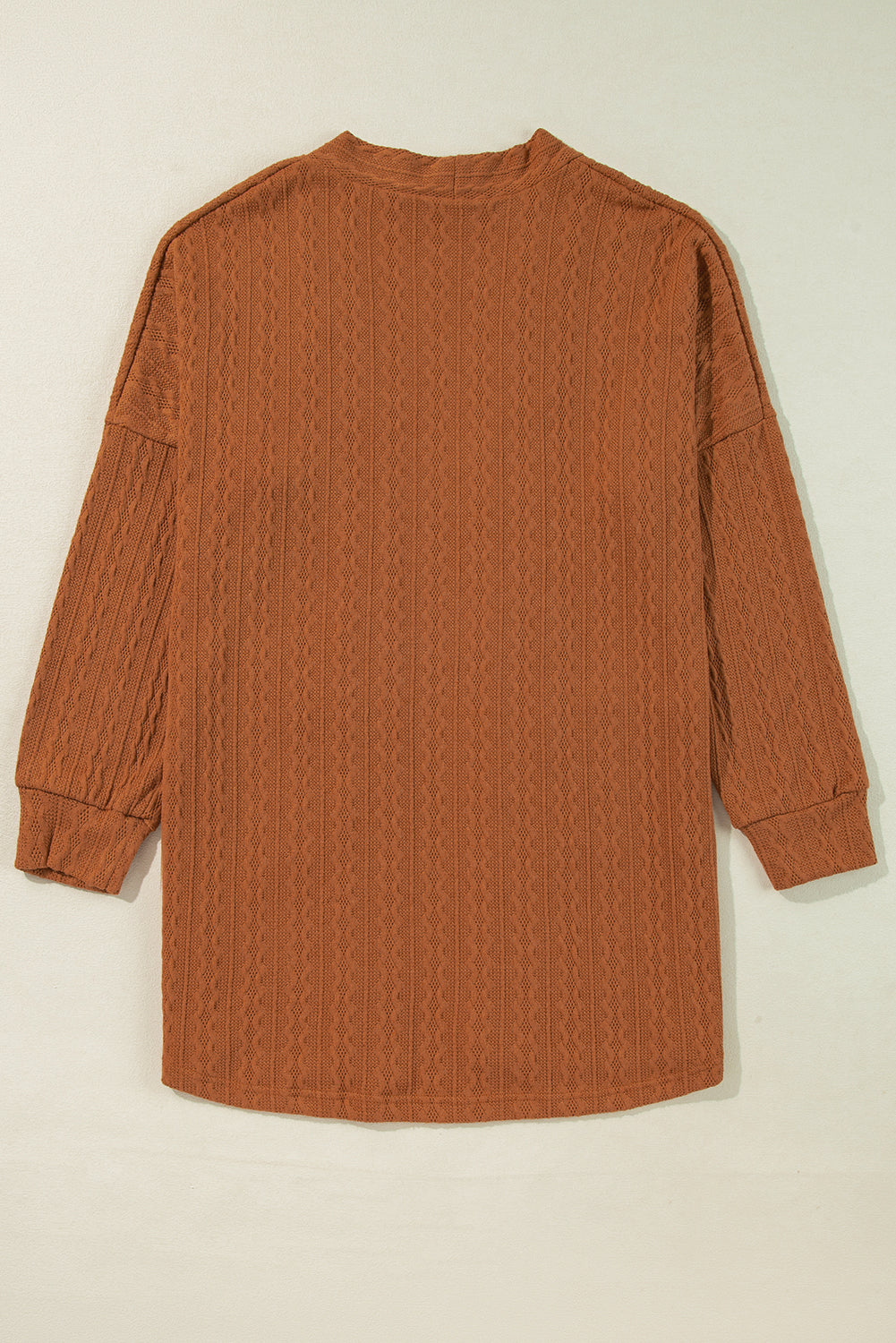 Knit Side Textured Side Pockets Open-Front Cardigan in Chestnut