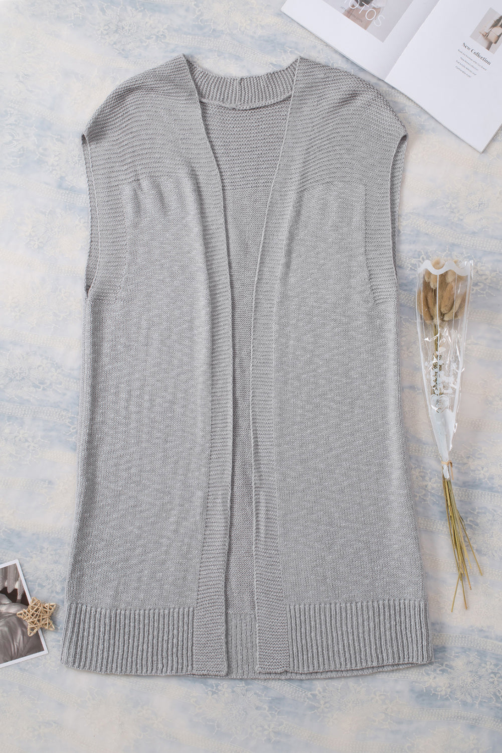 Women's Sweater Featuring Vest Cardigan Essential Gray