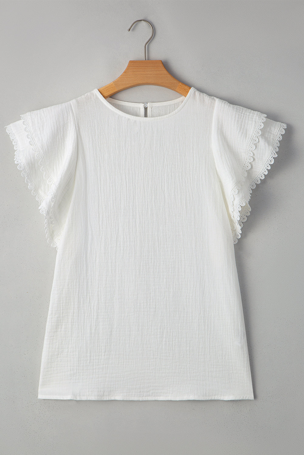 Crinkled Flutter Layered Ruffled Sleeve Blouse