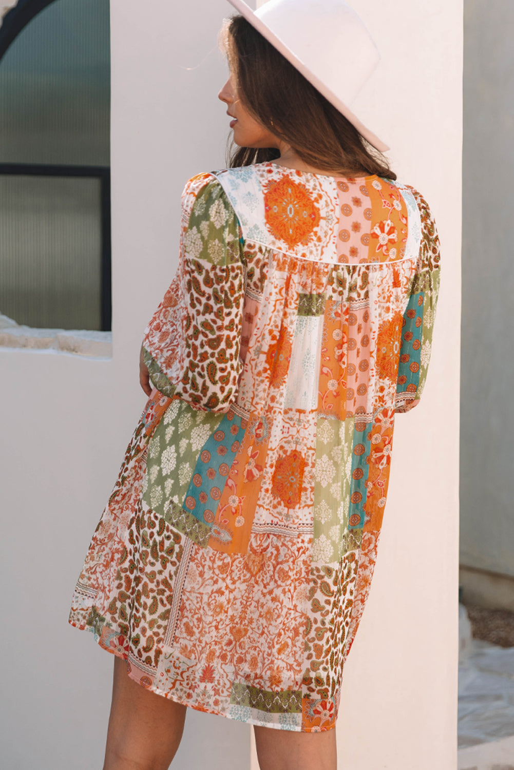 Boho Paisley Mixed Print Chiffon Loose Dress