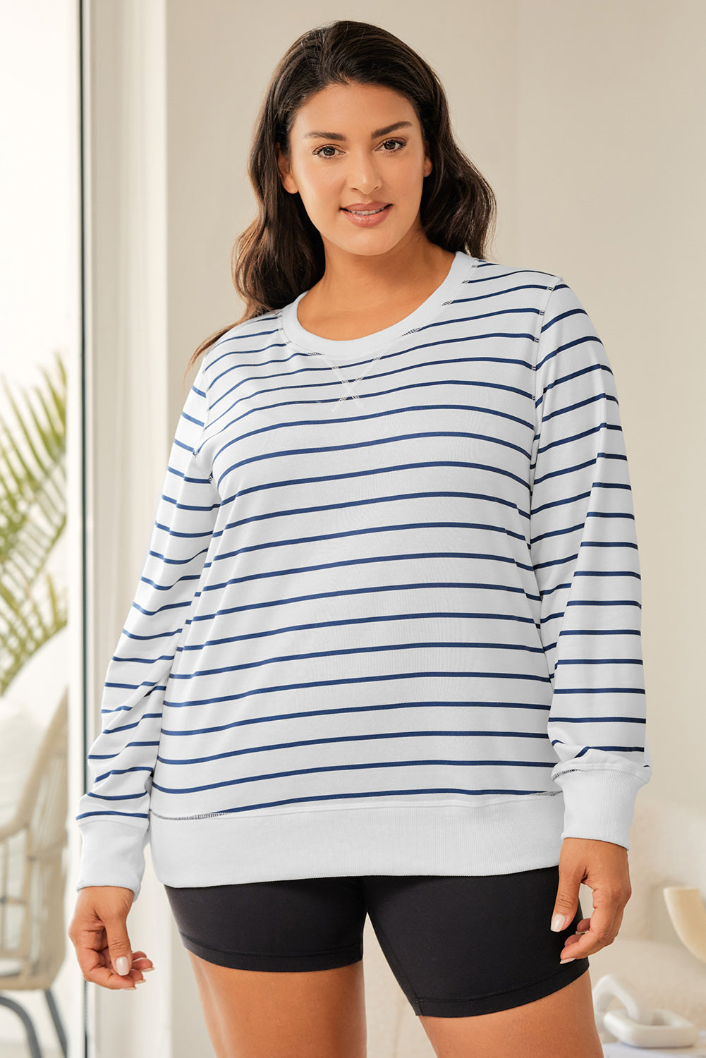 Women's Printed Plus SIze Long-Sleeve Top