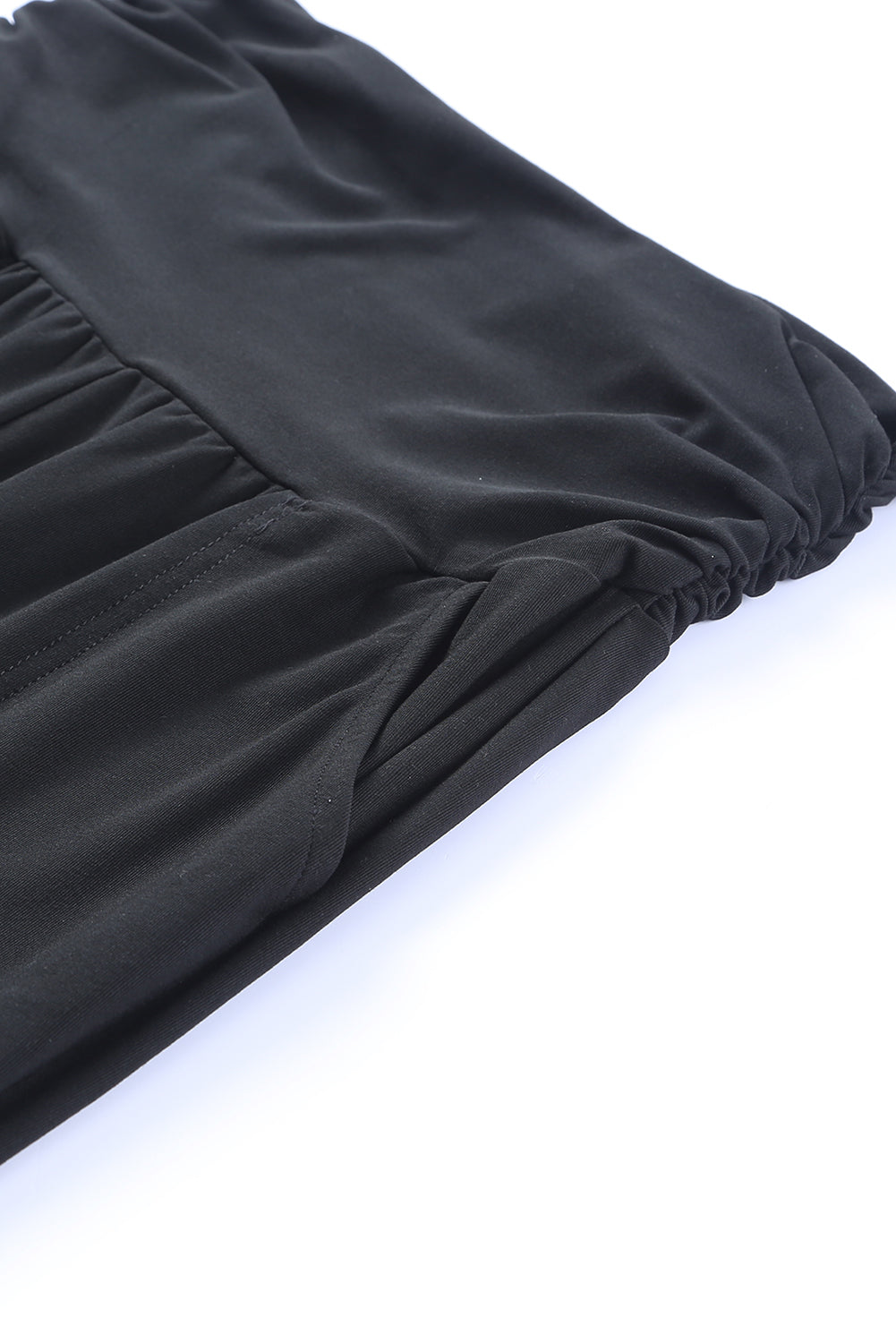 Women's High-Rise Black Pleat-Detail Pocket Leggings