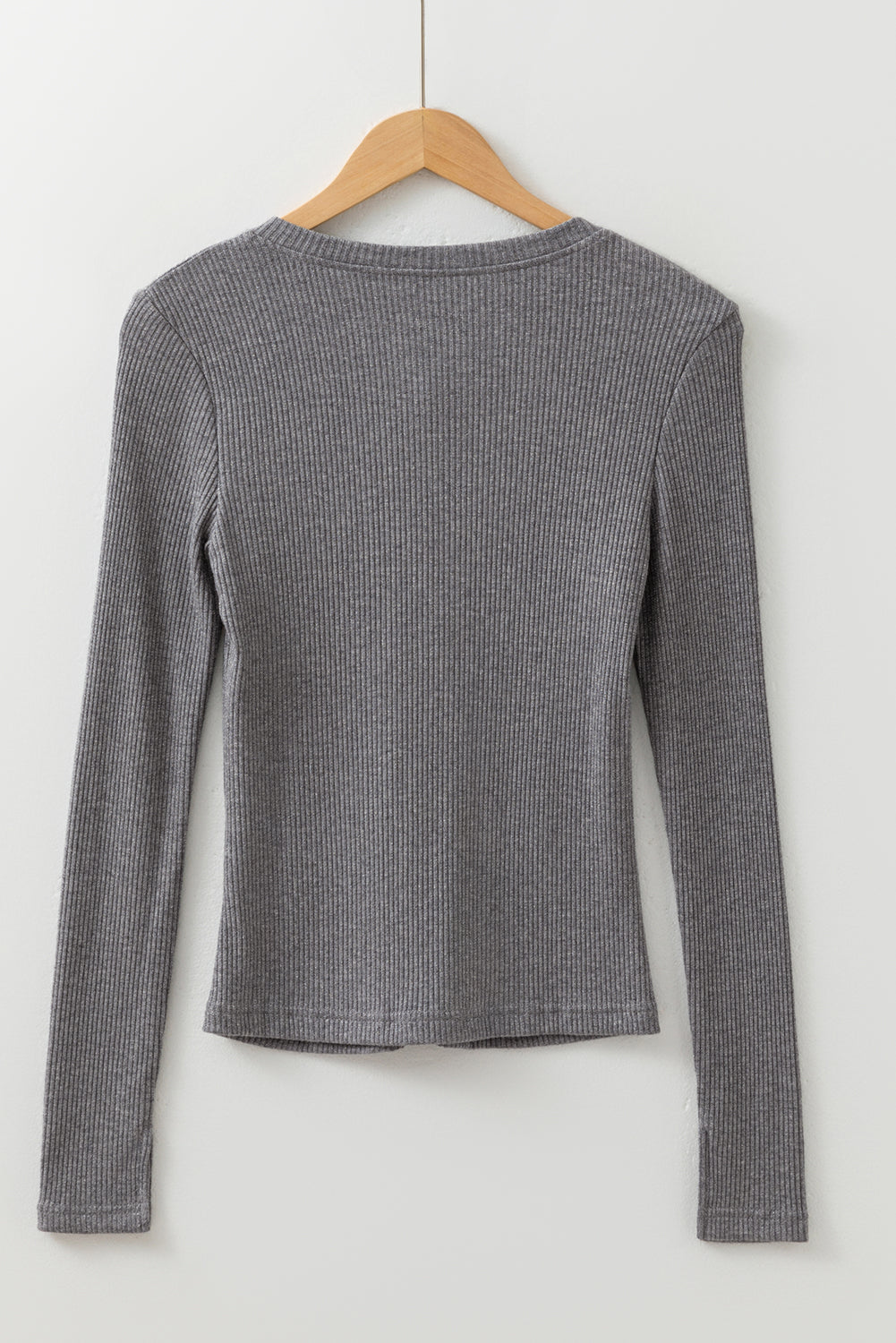 Knit Button Rib-Knit Button Down Slim Cardigan in Sleet