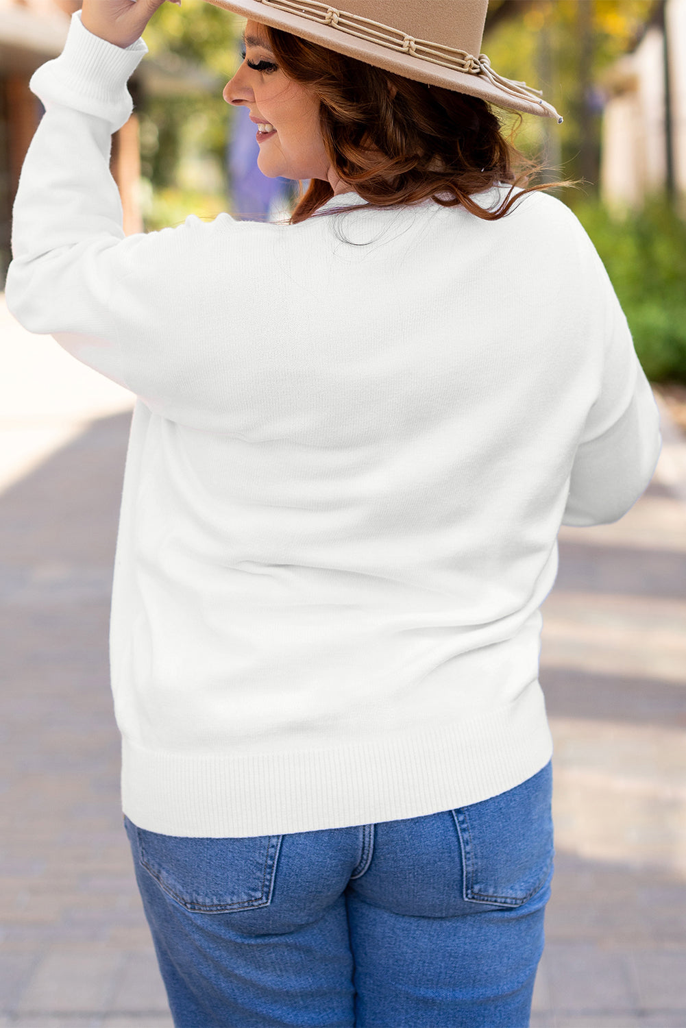 Plus Size Thankful Ivory Embroidered Sweater
