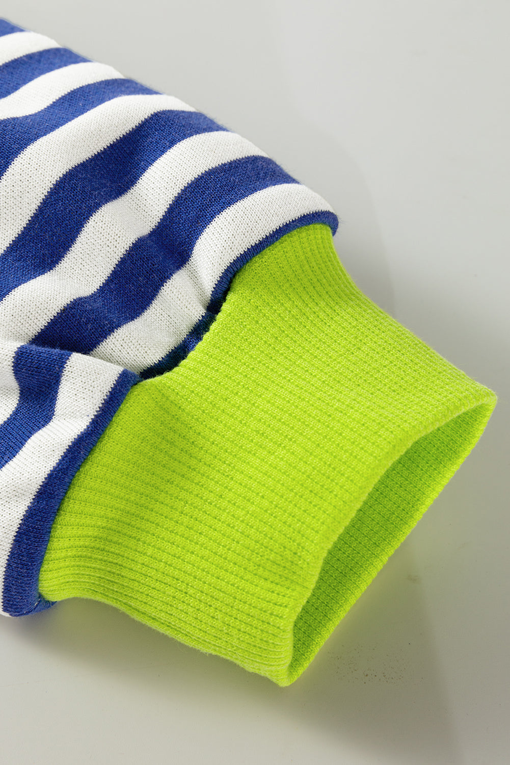 Striped Contrast Rib-Knit Trim Crossed Stitch Drop-Shoulder Sweatshirt Style