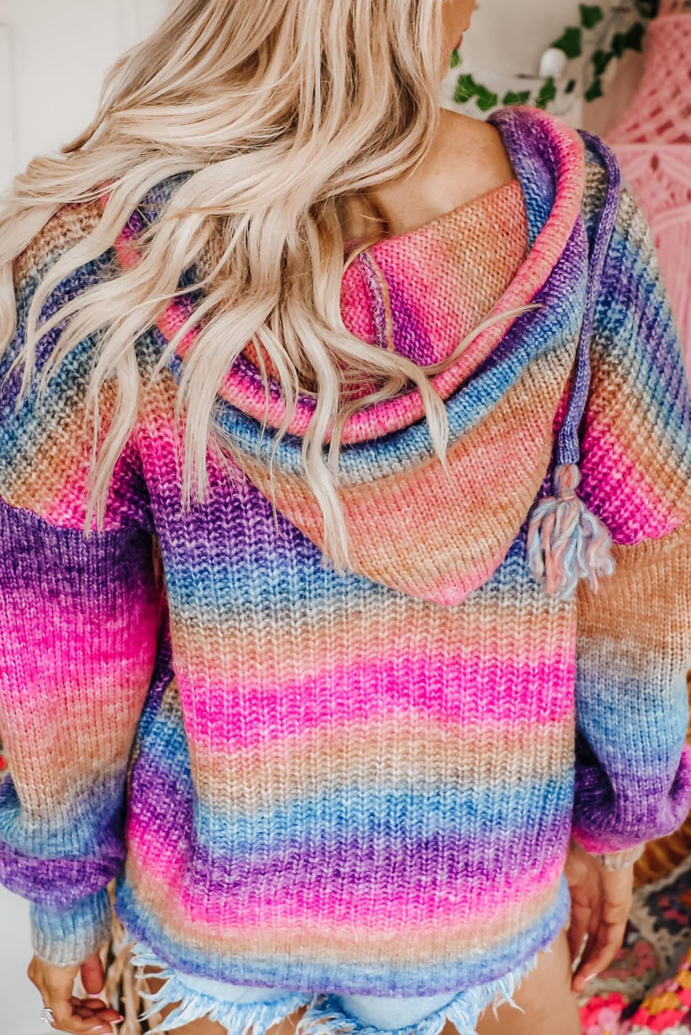Hooded Sweater for Women Multicolor Pocket