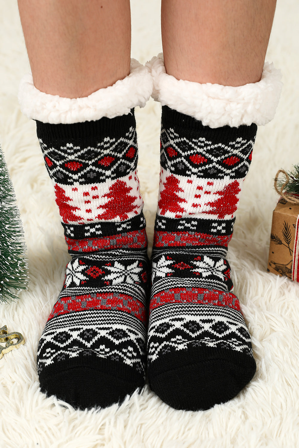 Christmas Tree Pattern Thermal Socks