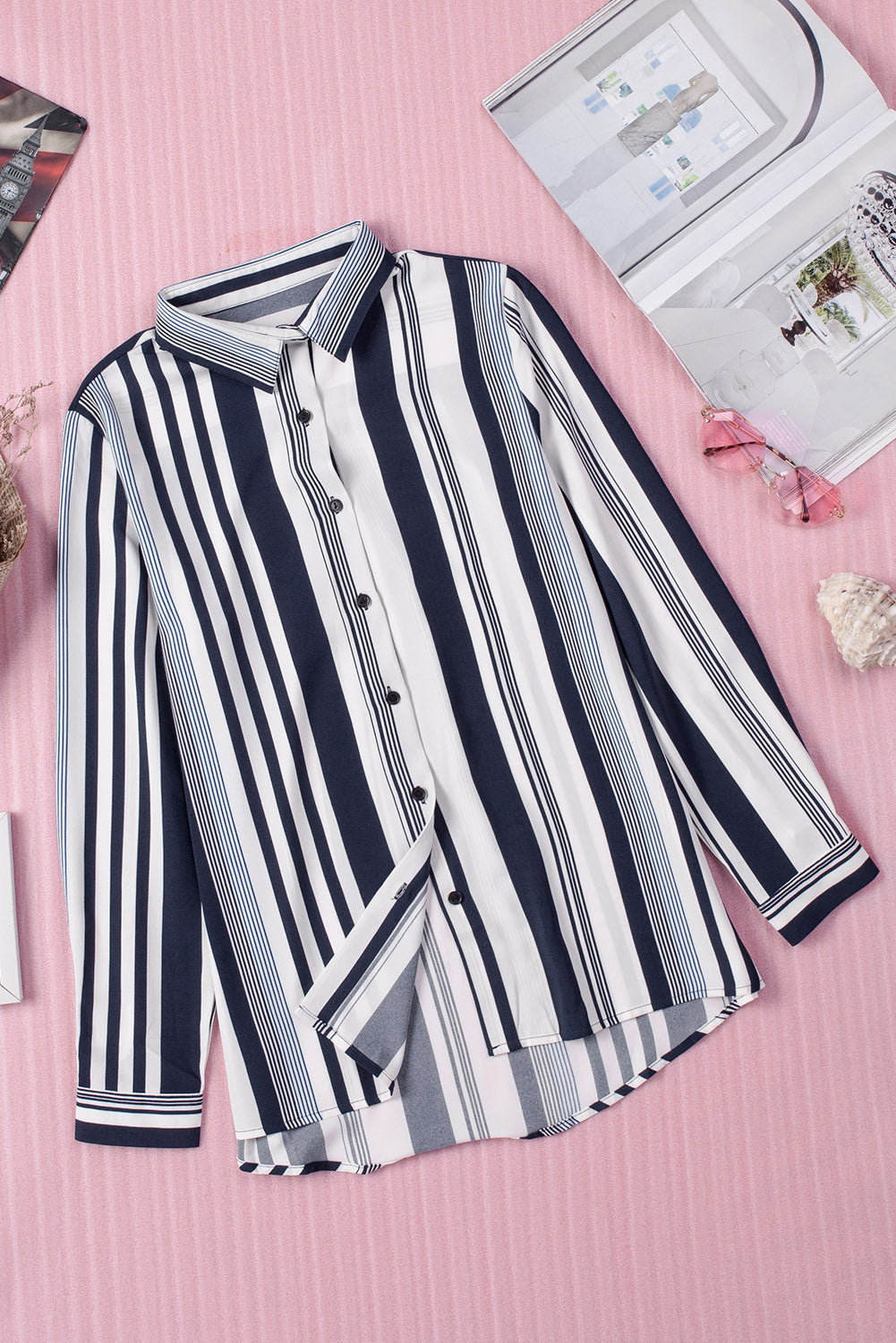 Women's Shirt with Navy Striped Contemporary Women
