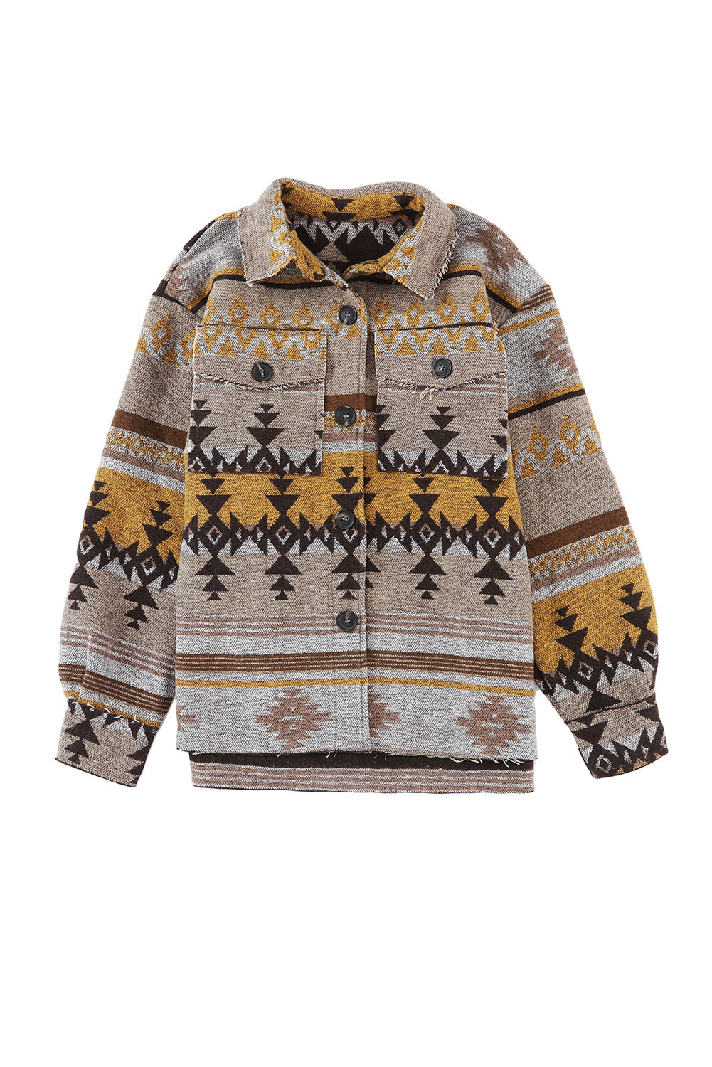 Women's Shacket Featuring Western Aztec-Pattern Jacket