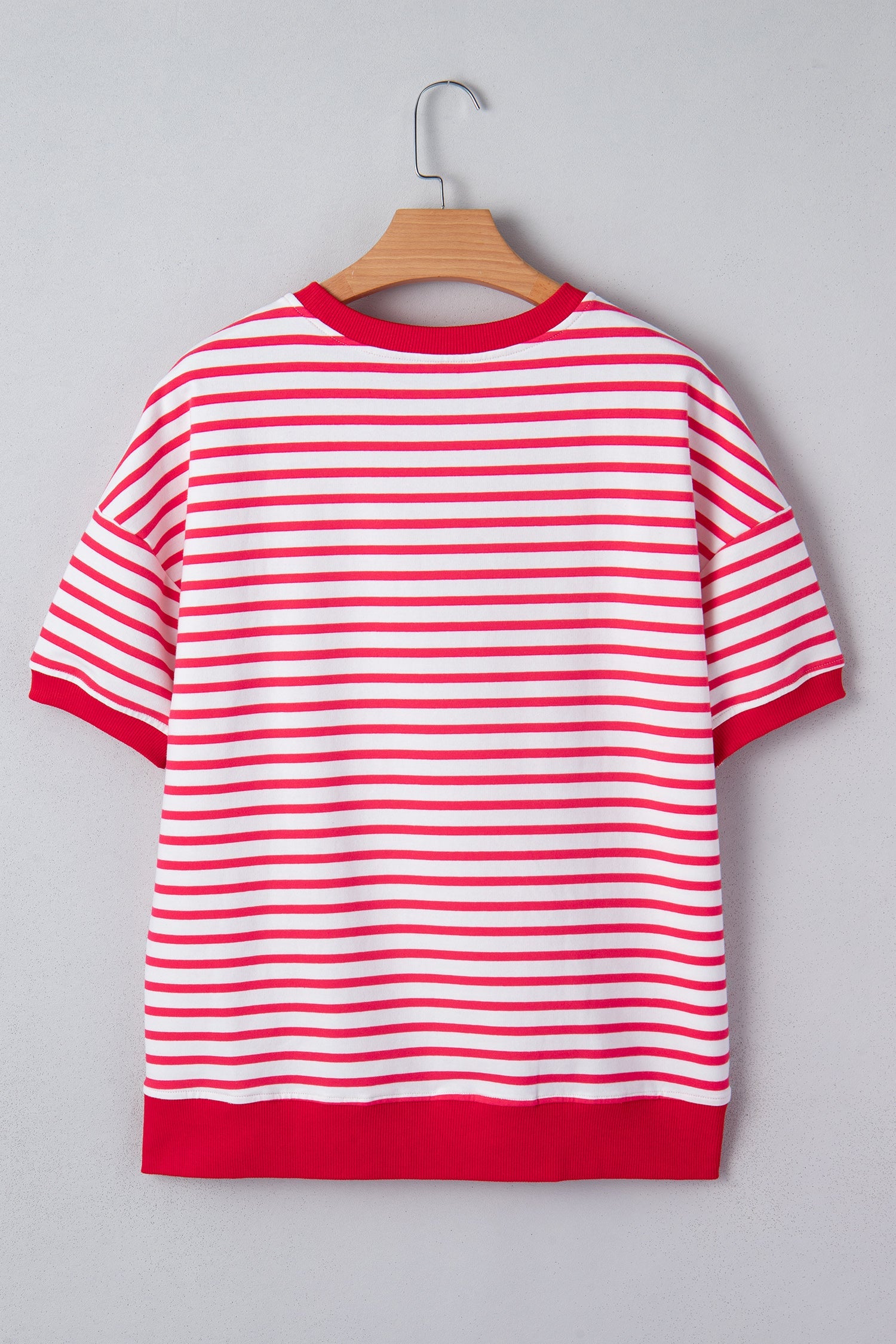 Everyday Drop-Shoulder Red Stripe Half Sleeve T Shirt