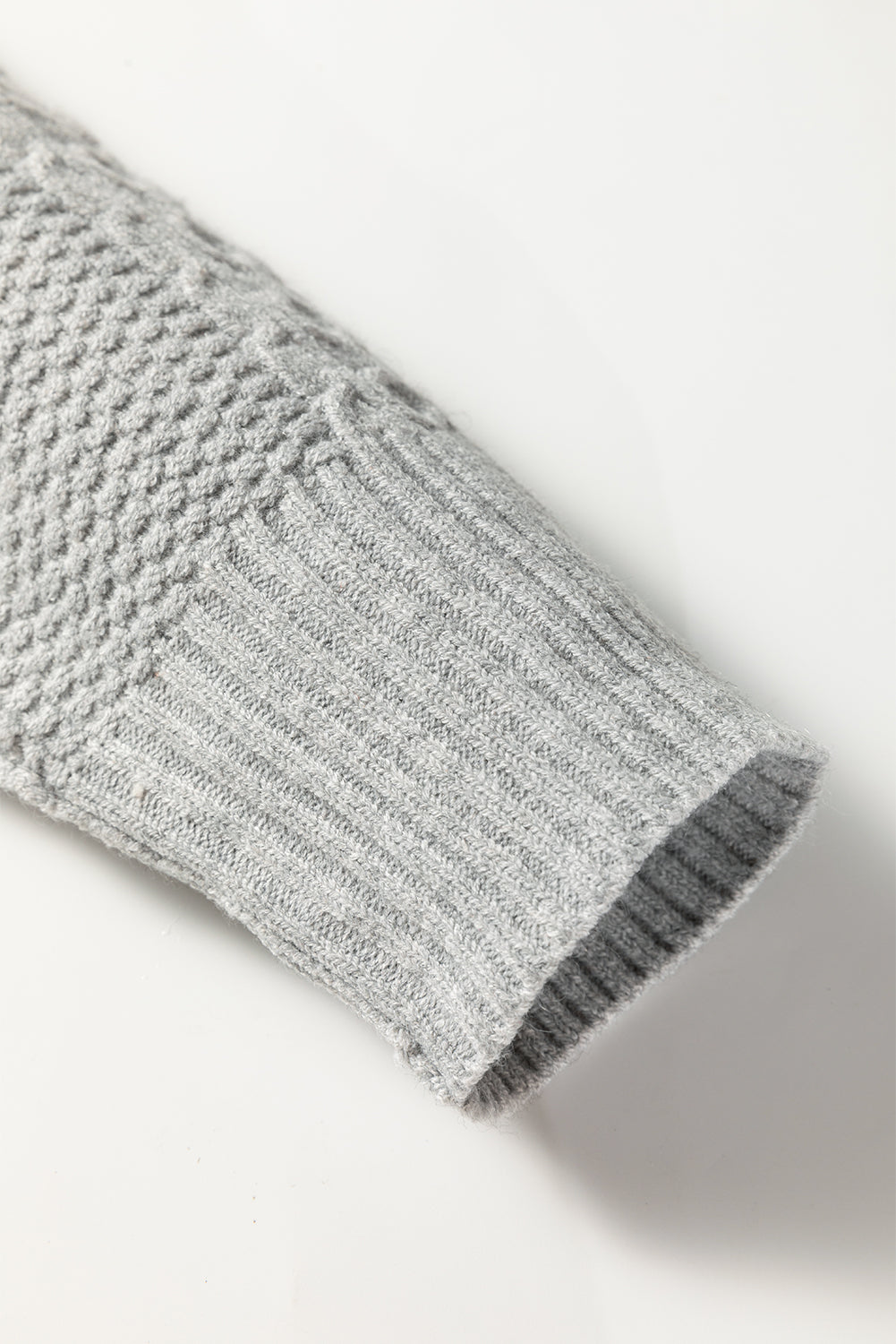 Knit High Cable Quarter Zip Rib-Knit Trim Loose Knit Top Dress
