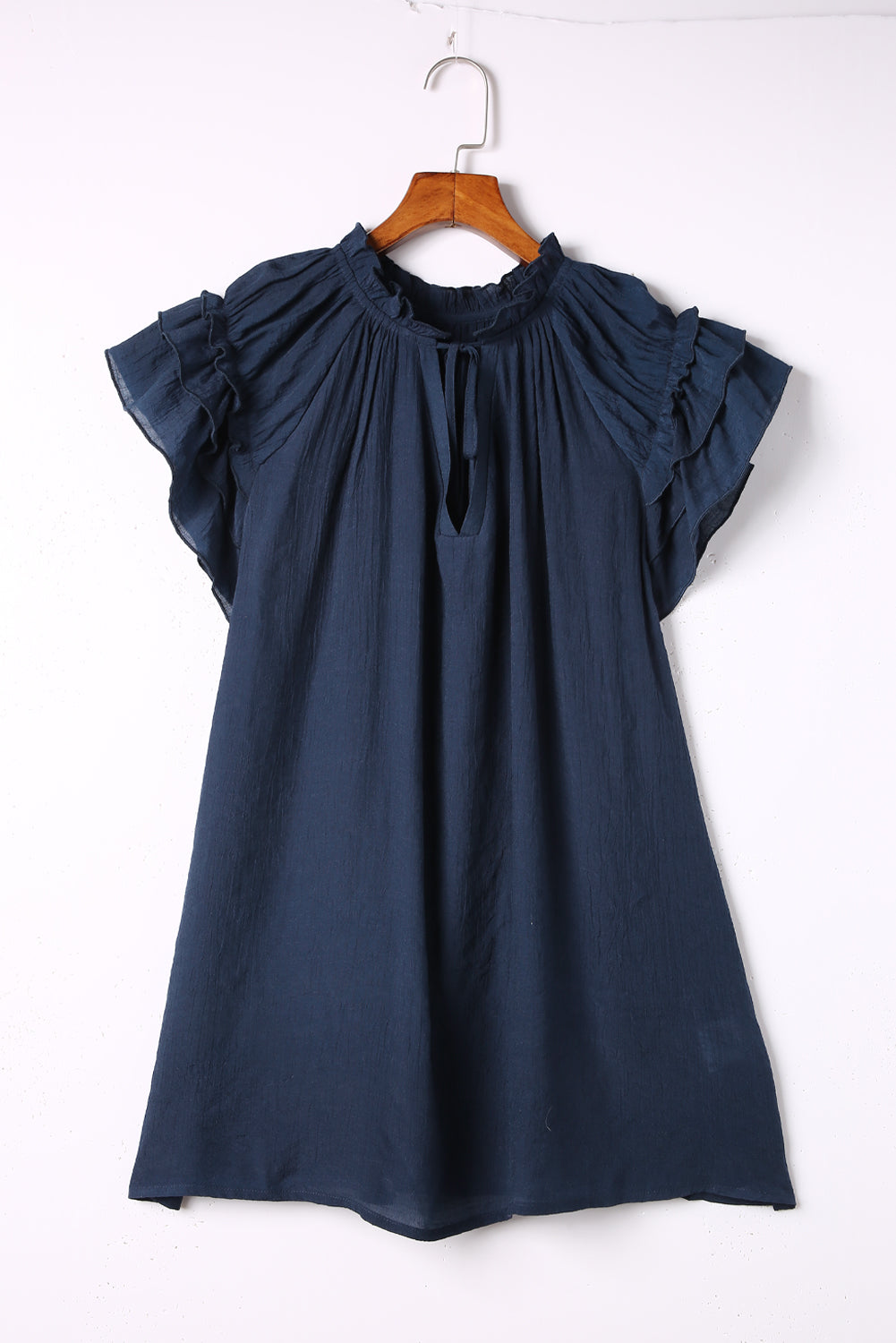 Blouse for Women Ruffle-Trimmed Sleeve Drawcord Plus Size