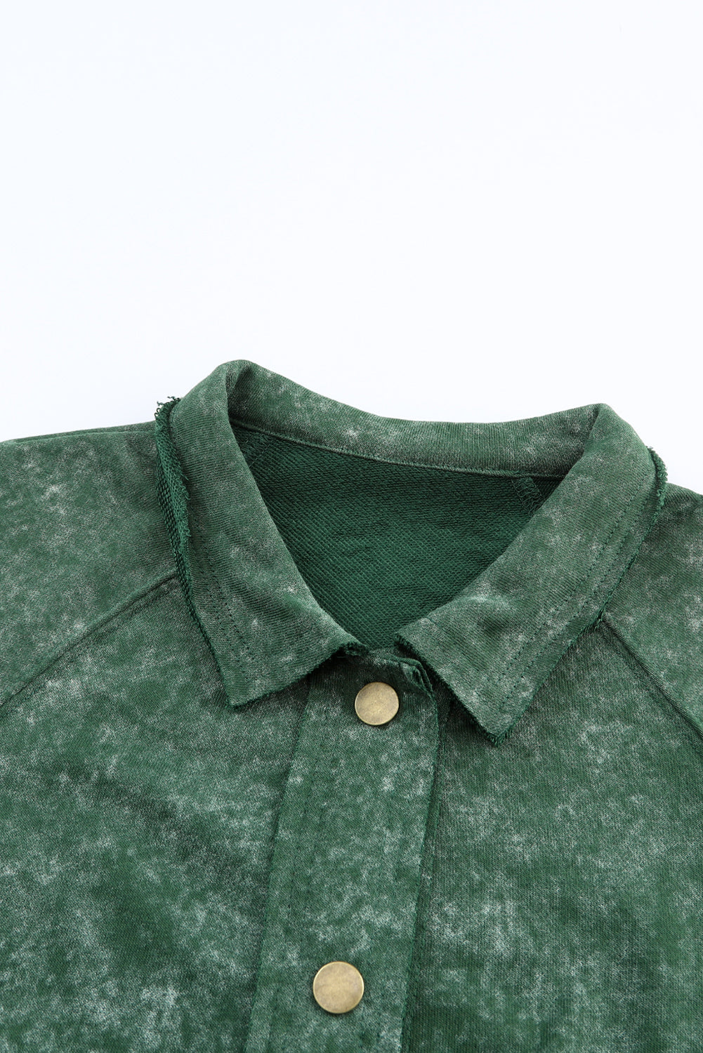 Women's Shacket Featuring Flap Pocket Button Green Vintage Washed