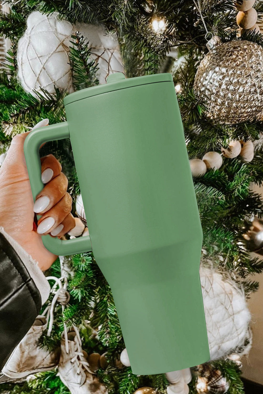 Handle Frosted Stainless Large Vacuum Cup with Straw 40oz Style