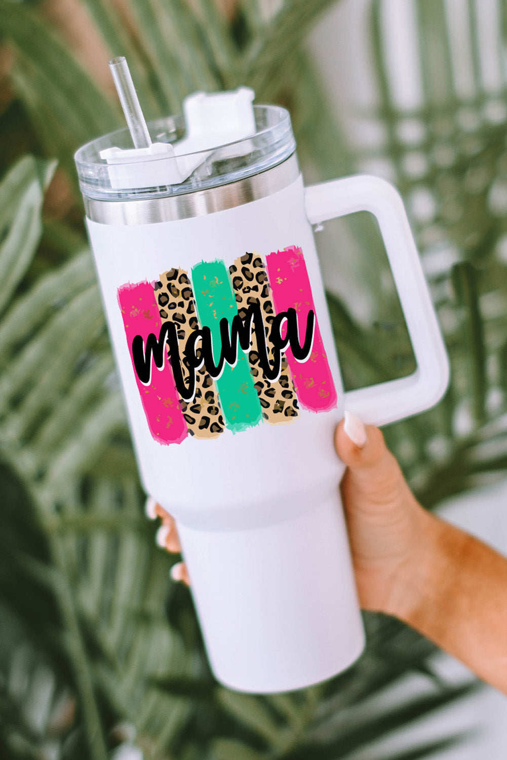 mama Leopard Colorblock Handle Portable Cup 40oz