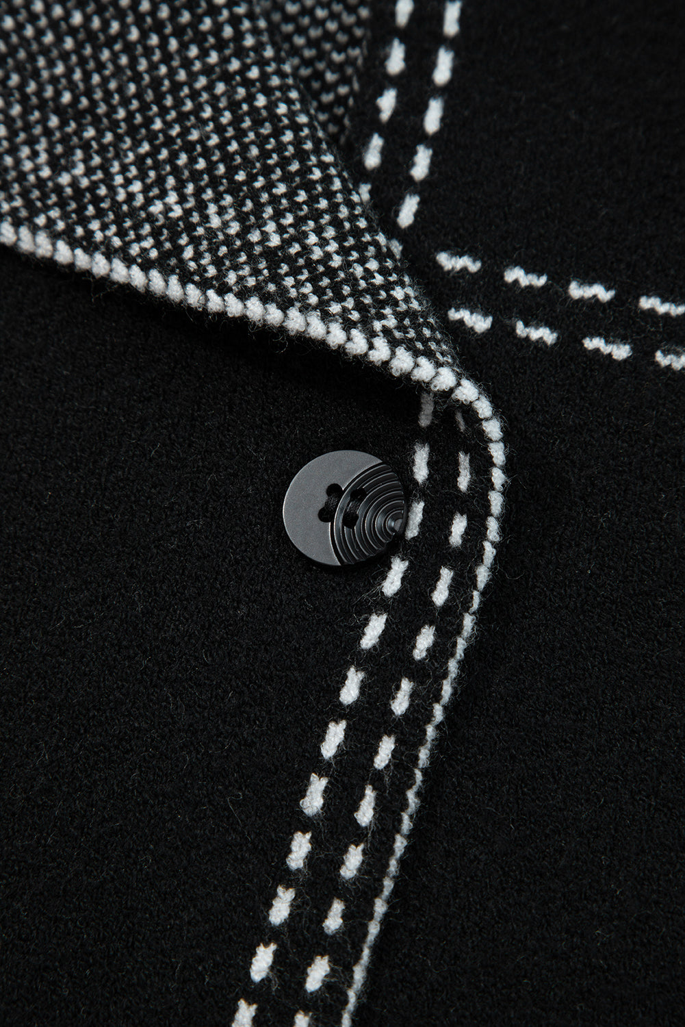 Button-Front Contrast Trim Cardigan Knit Top in Black