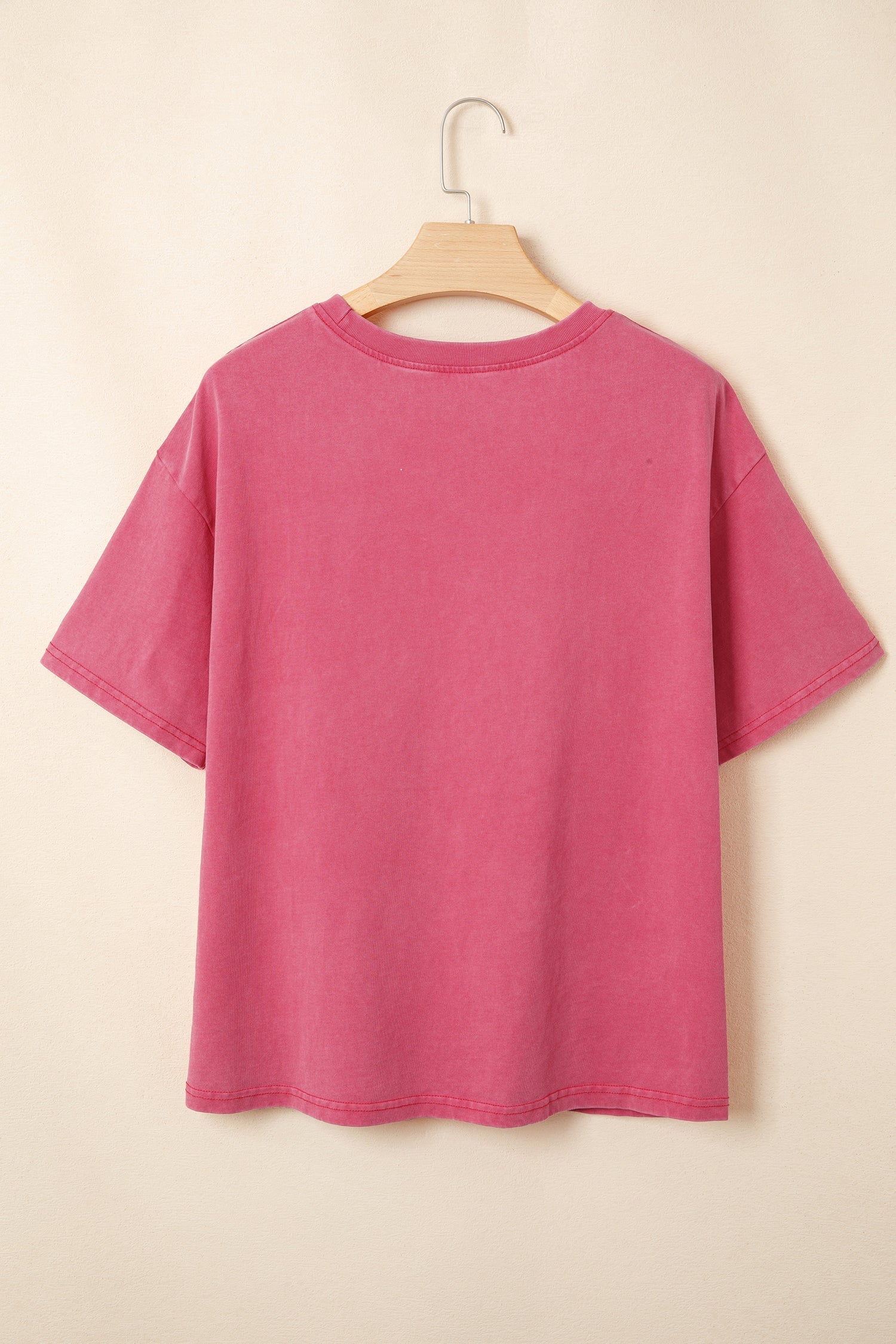 Independence Day Star Printed Mineral Wash T Shirt in Red