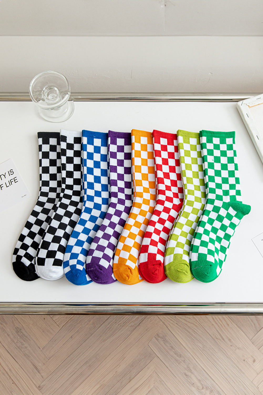 Checkerboard Print Tube Socks