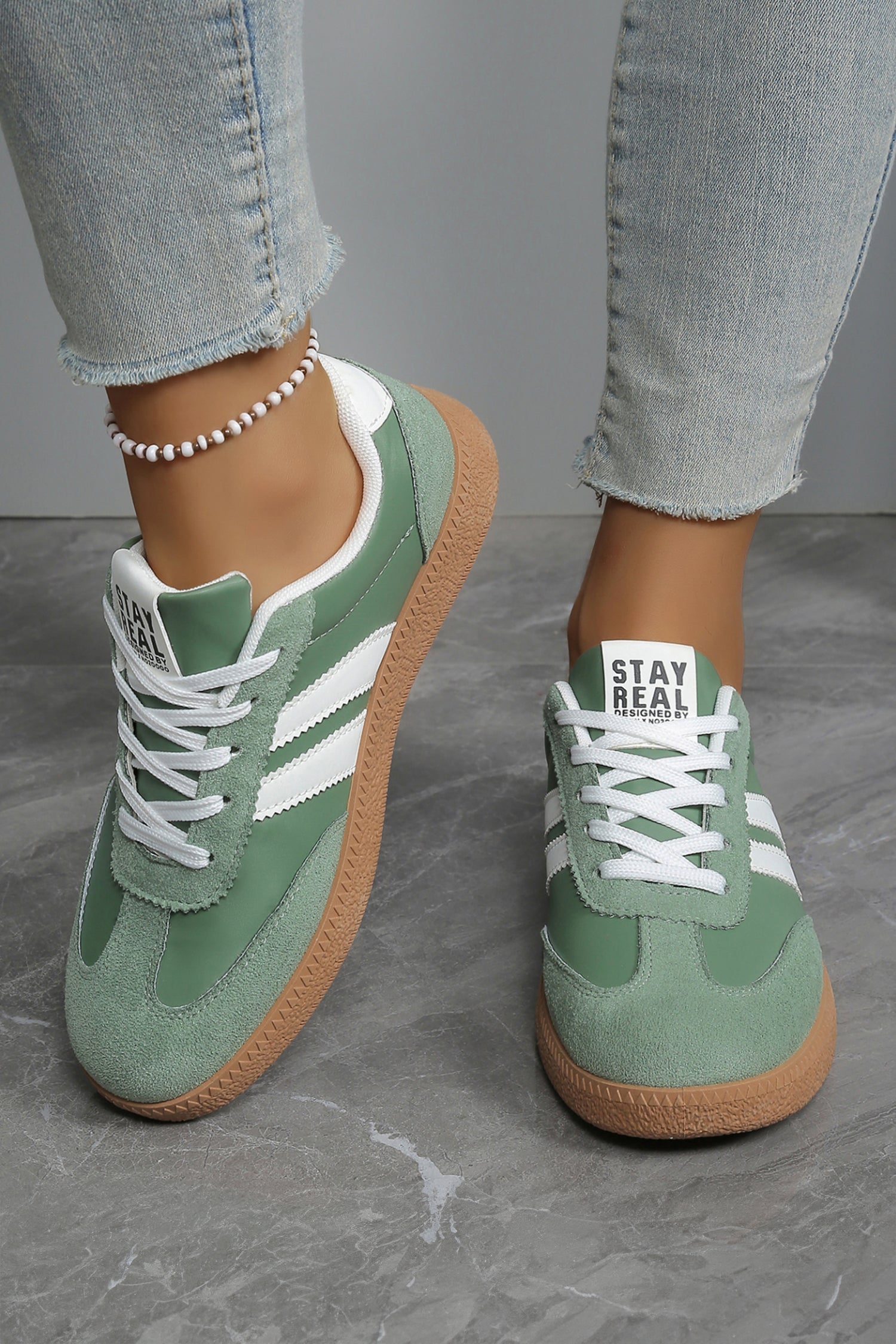 Patchwork Varsity Colorblock PU Leather Lace Up Shoes